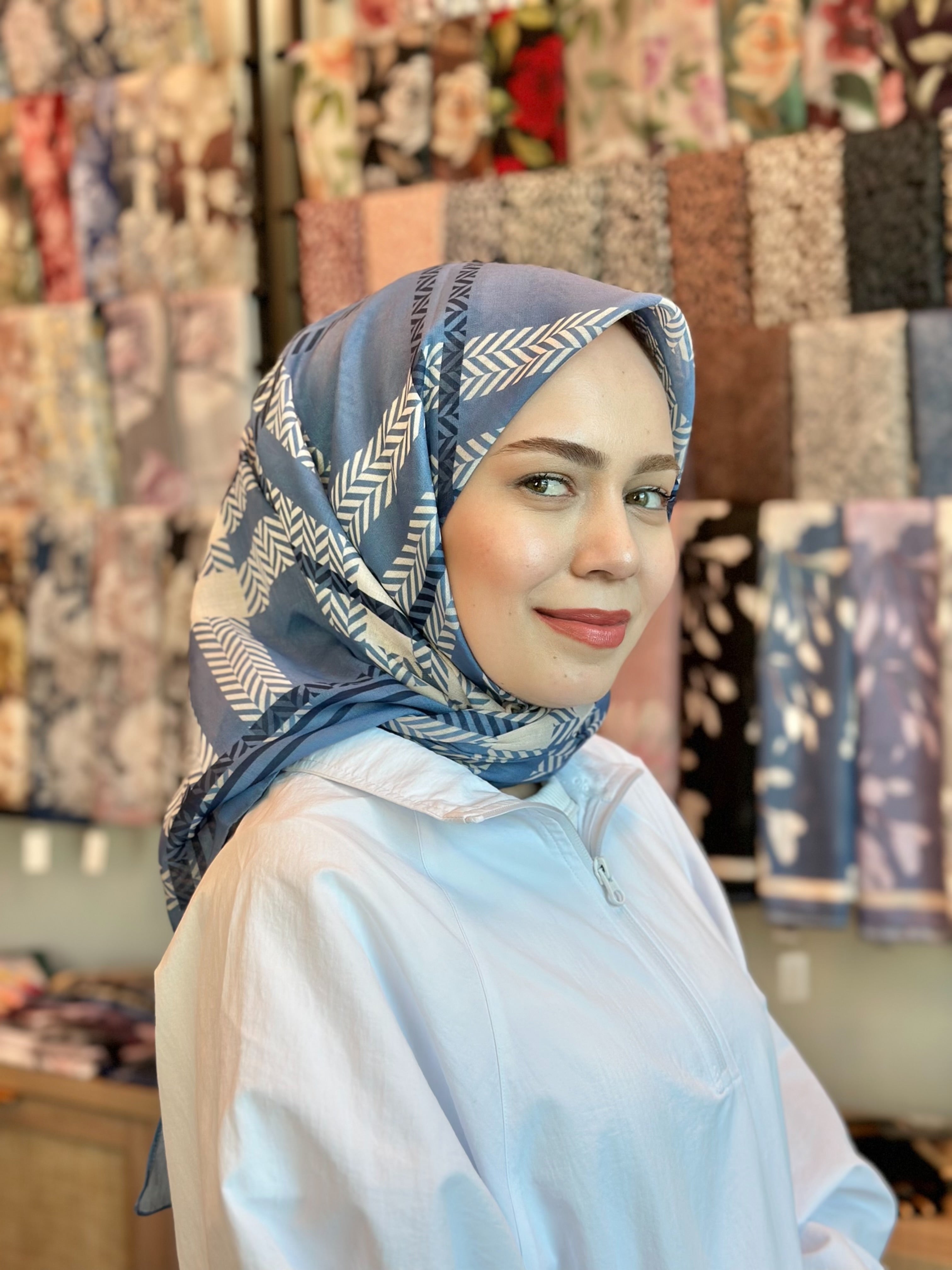 Plaid Hijab - Indigo