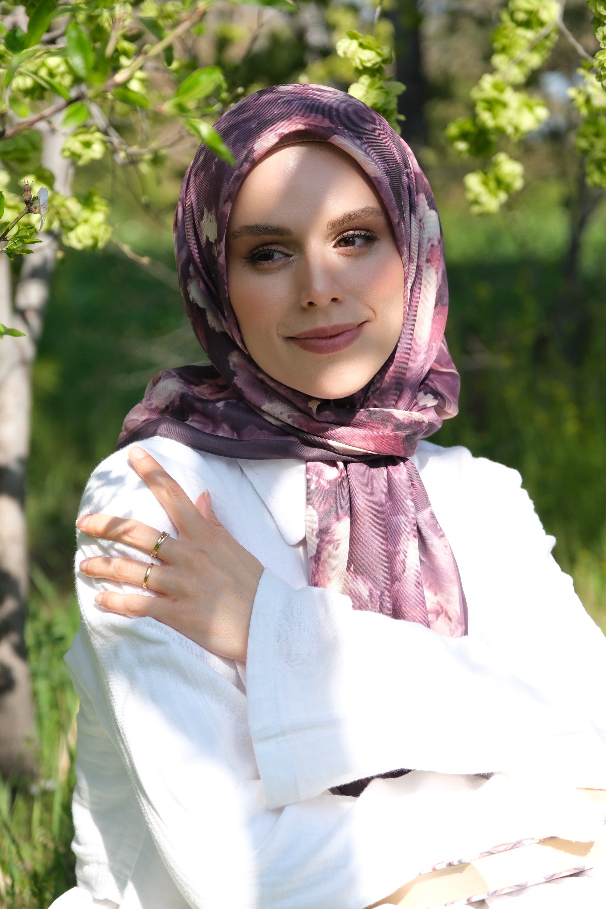 Rose Blend Square Scarf - Purple