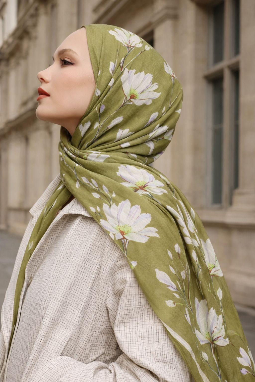 Silk Garden Hijab - Olive Green