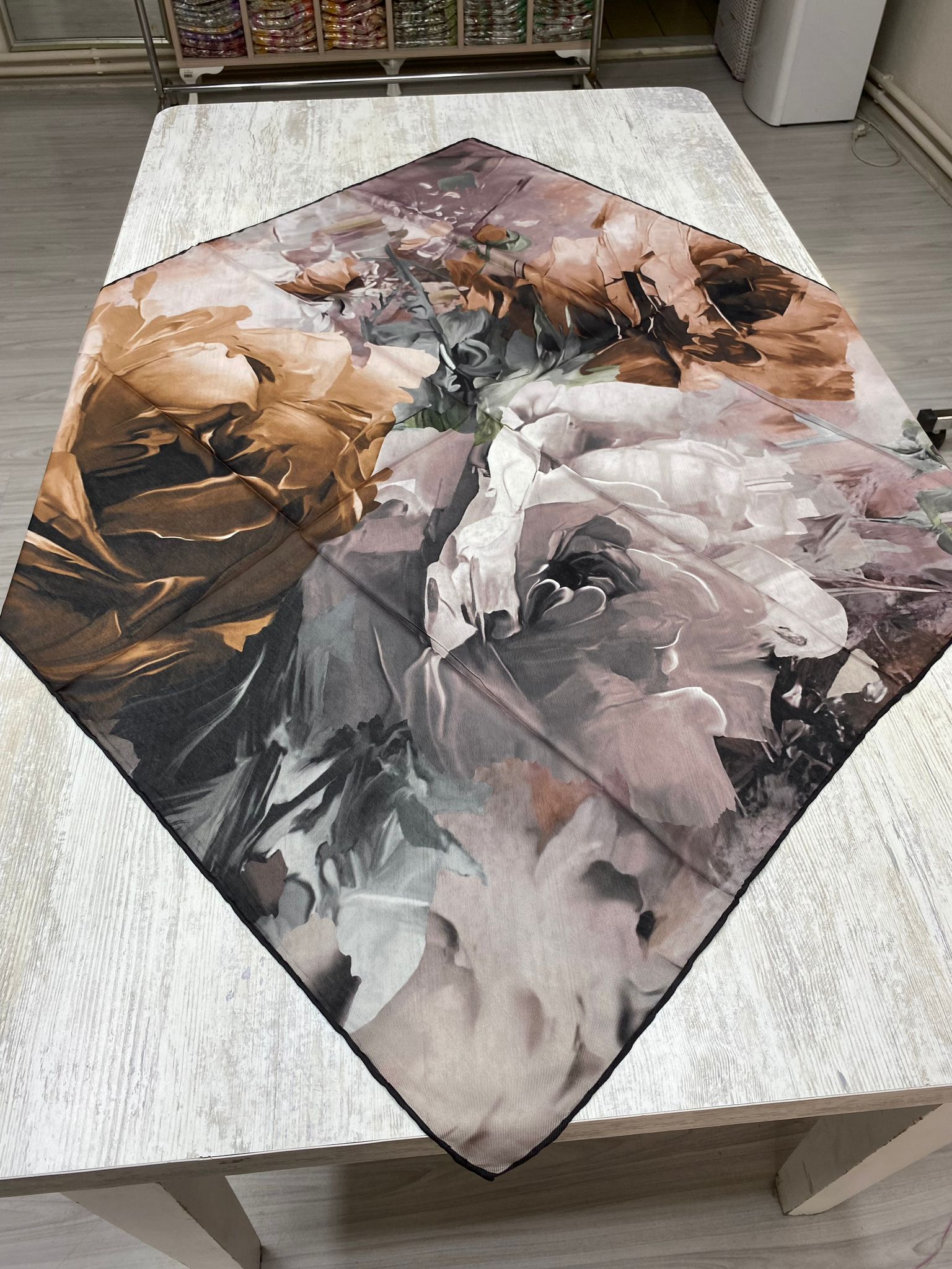 Canvas Painting Pattern Square Scarf - Terra Cotta
