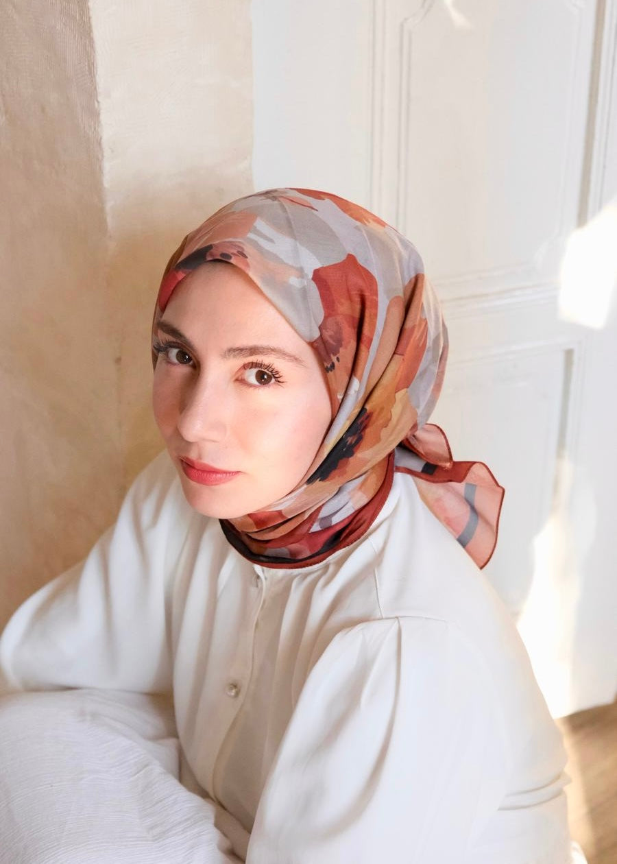 Maribel Square Scarf - Terracotta