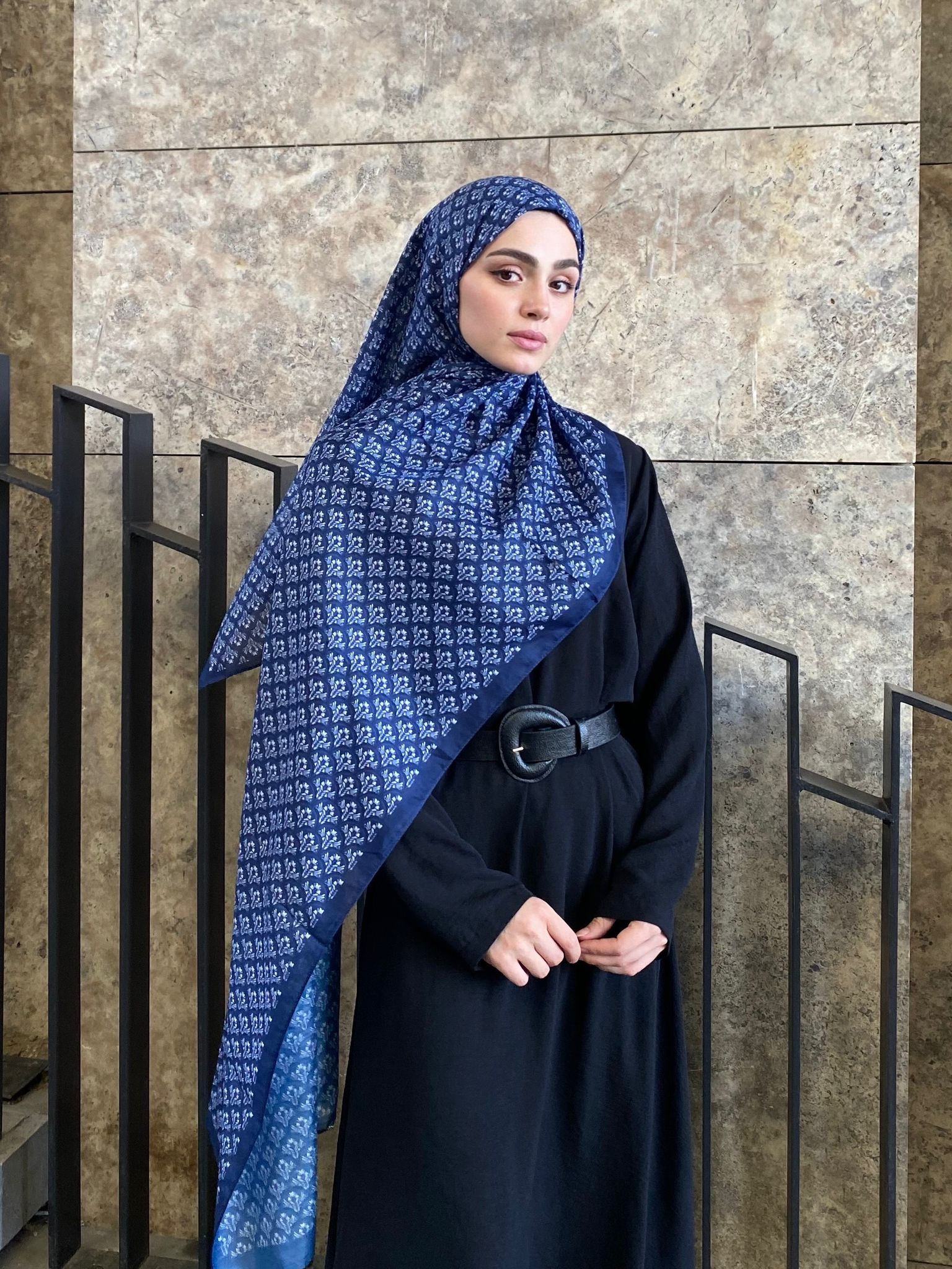 Minimal Pattern Hijab - Midnight Blue