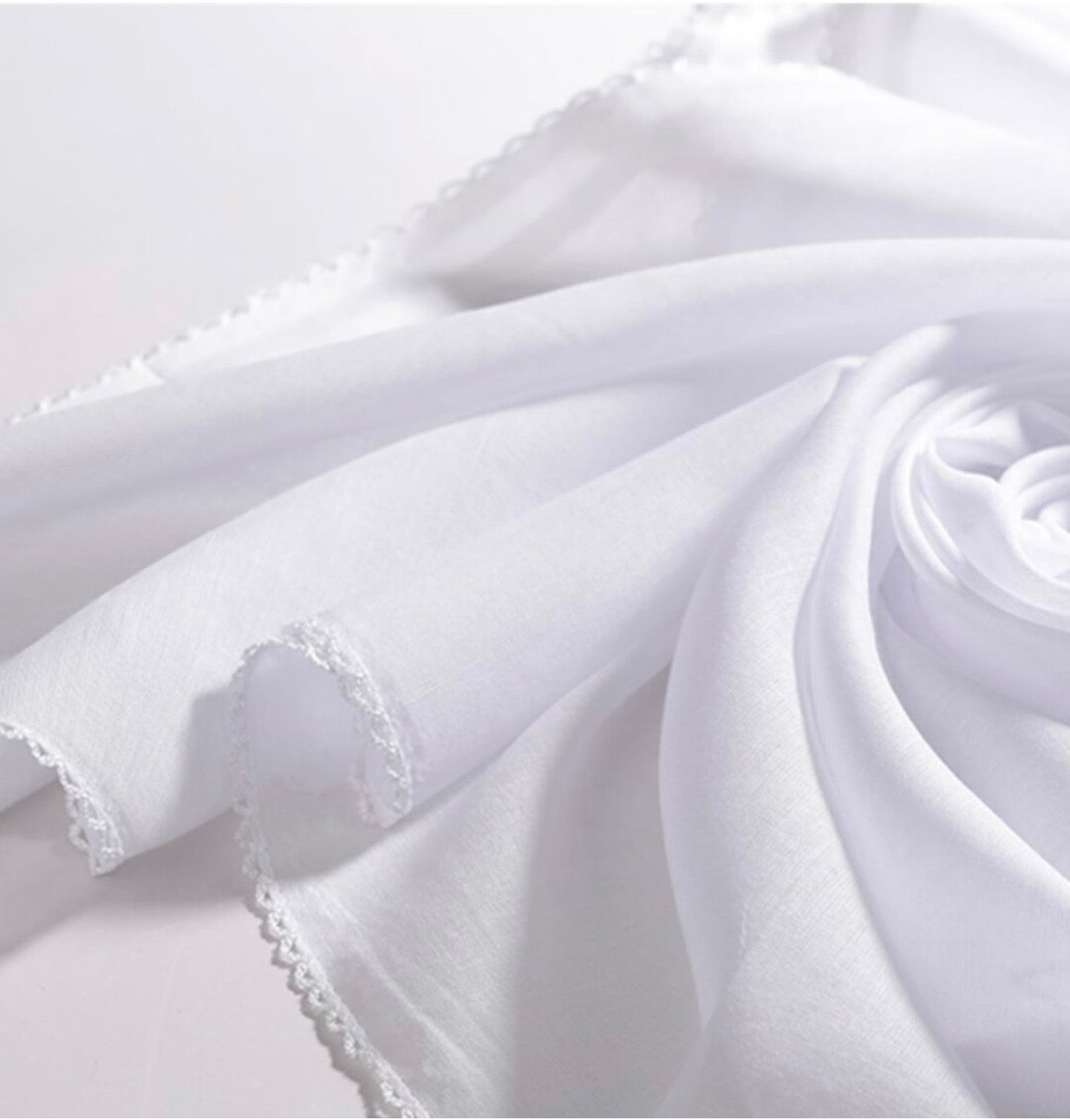 Black Square Cotton Underscarf- White