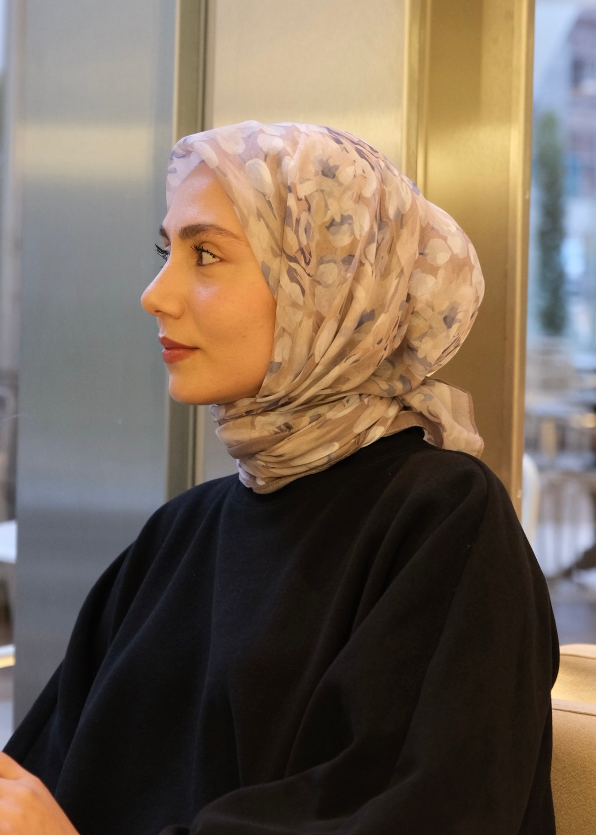 Garden Design Square Scarf - Warm Gray