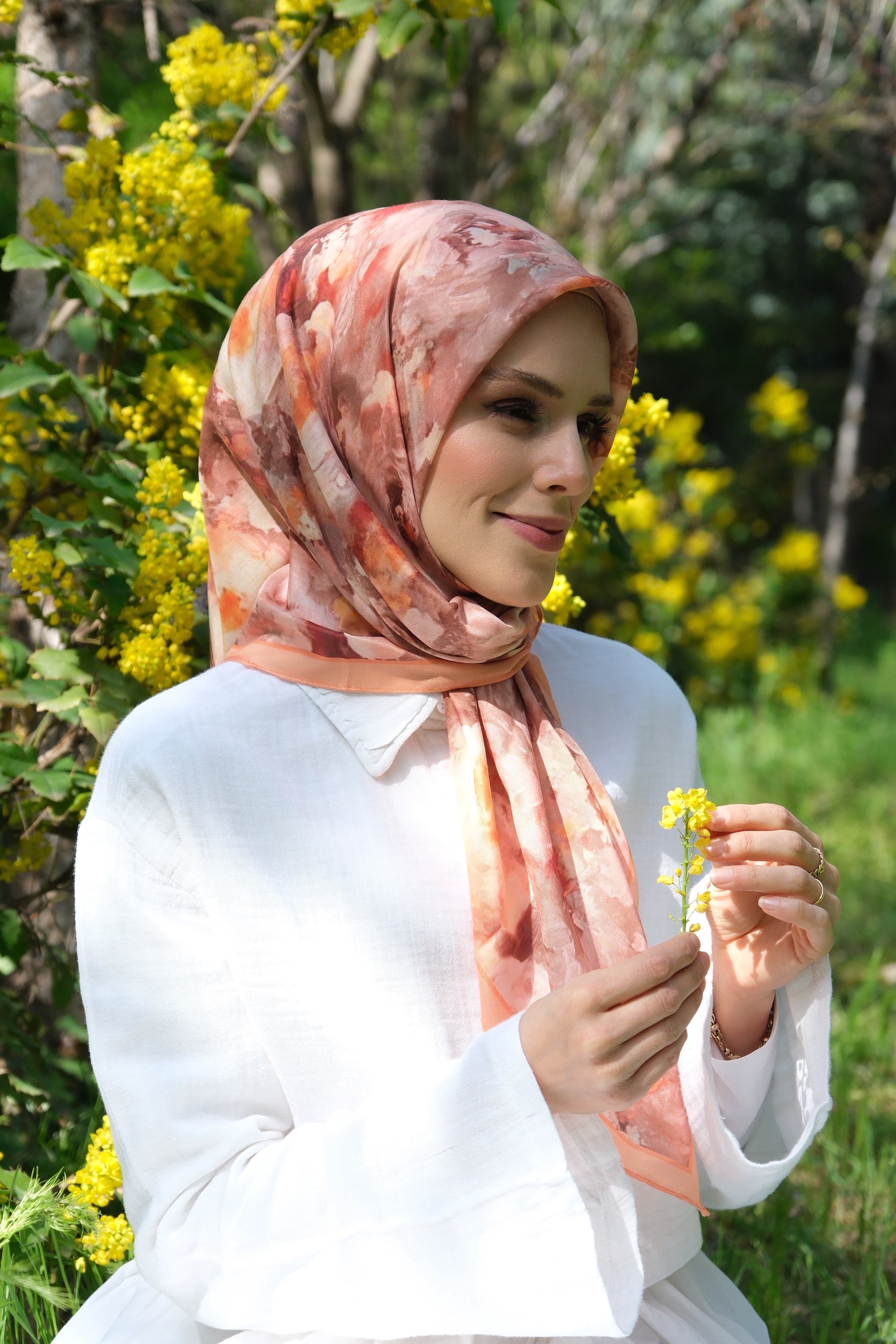 Rose Blend Square Scarf - Melon