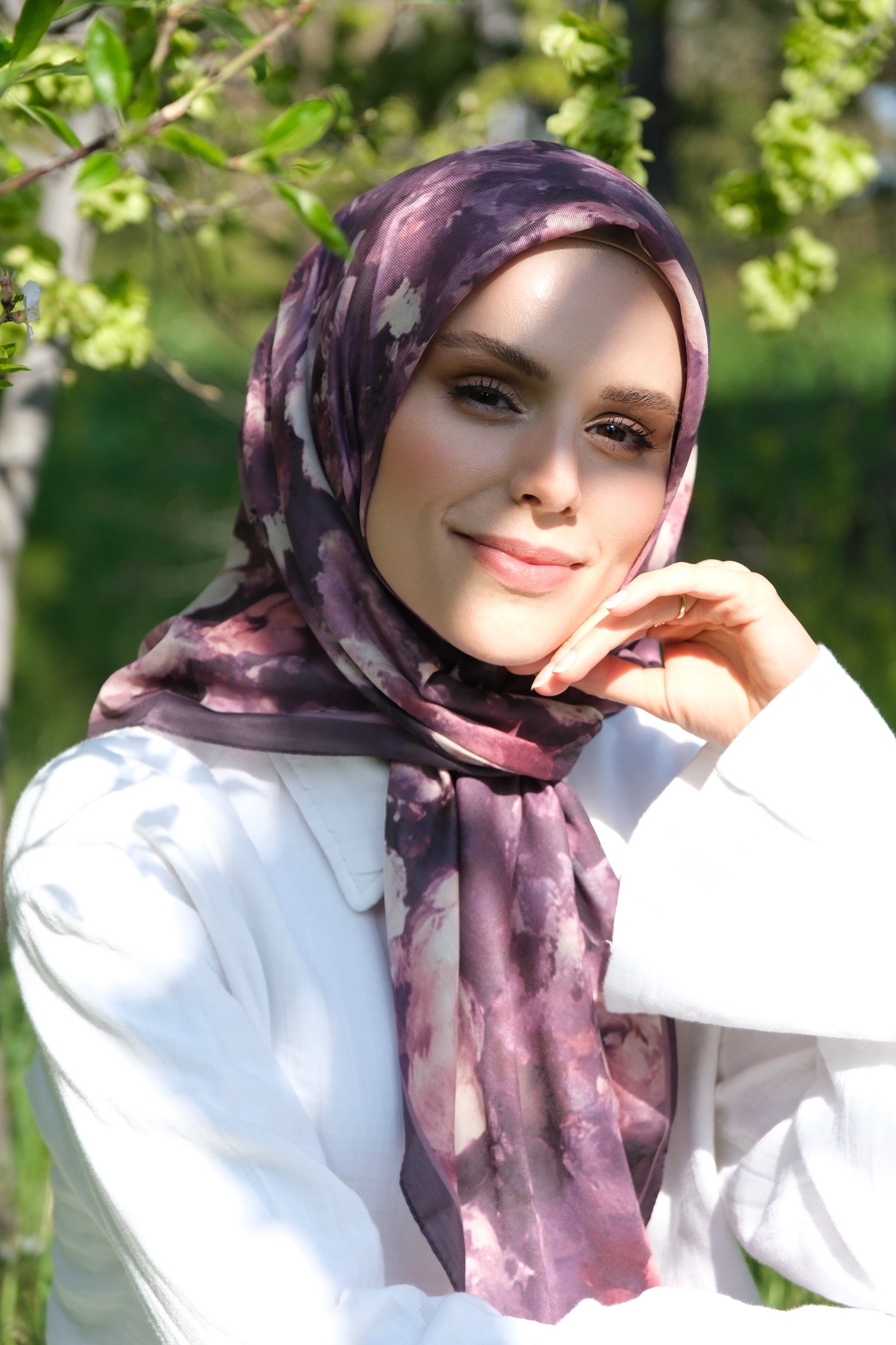 Rose Blend Square Scarf - Purple