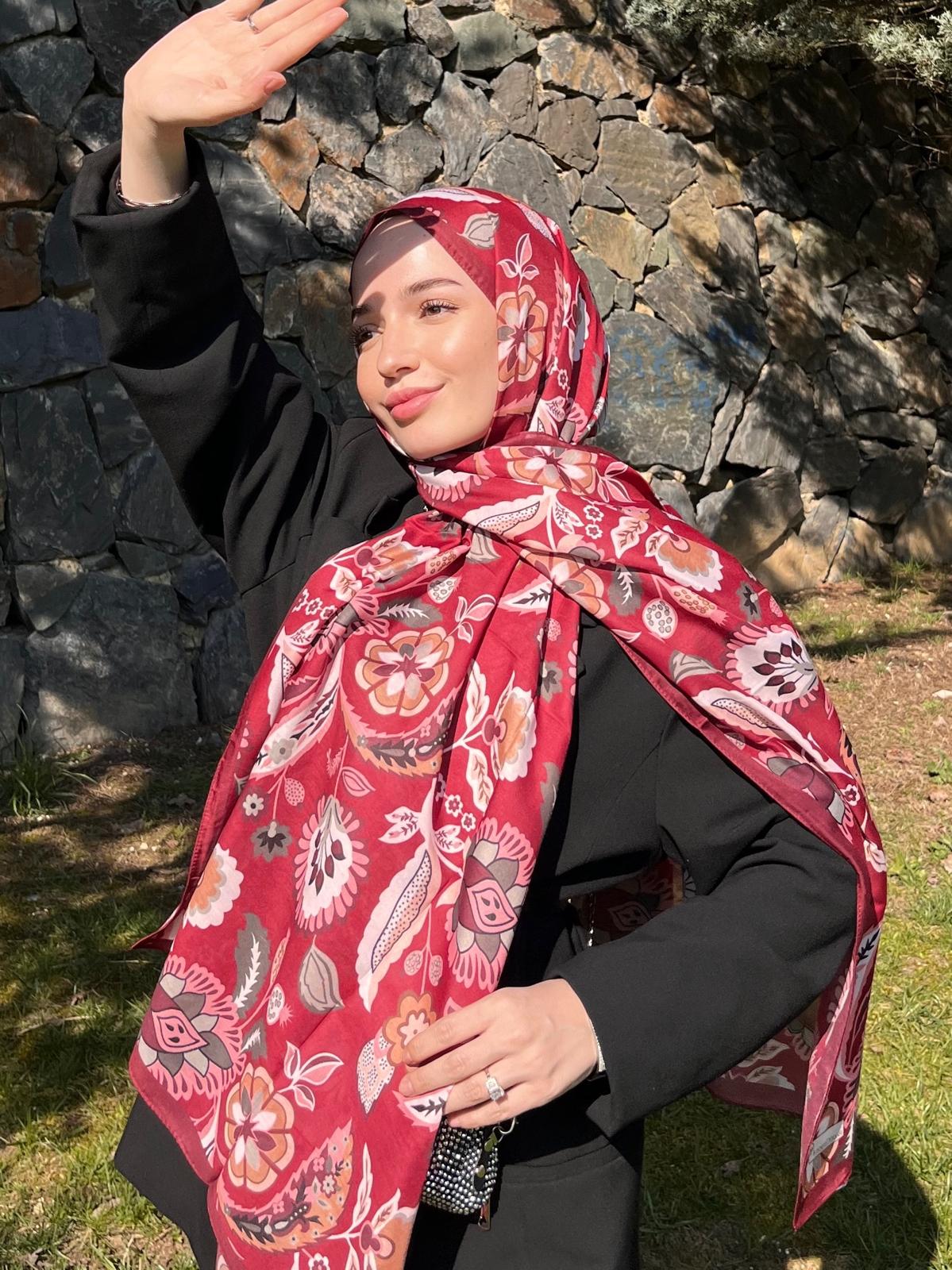 Ethnic Hijab - Burgundy