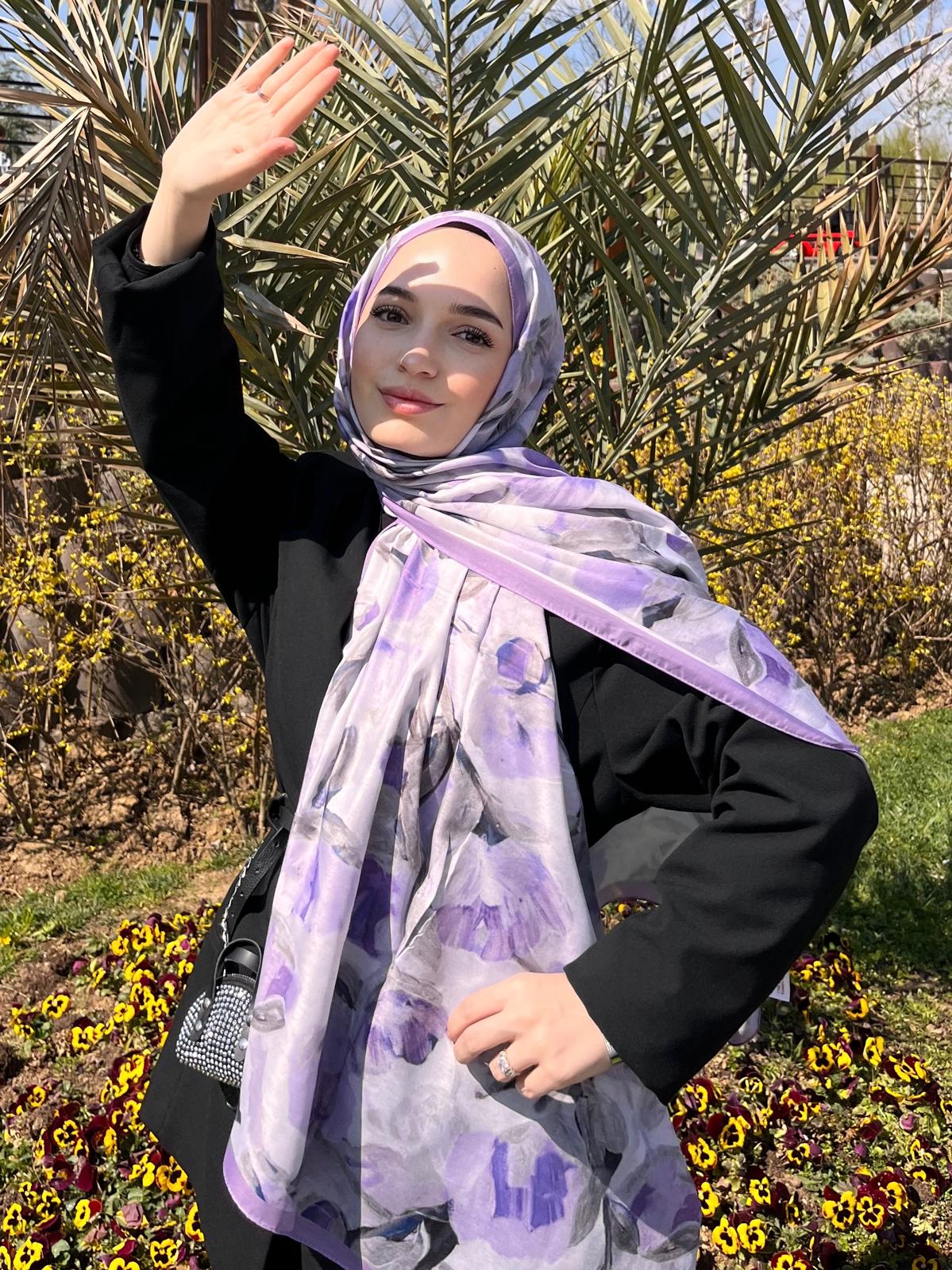 Floral Brush Hijab - Lilac