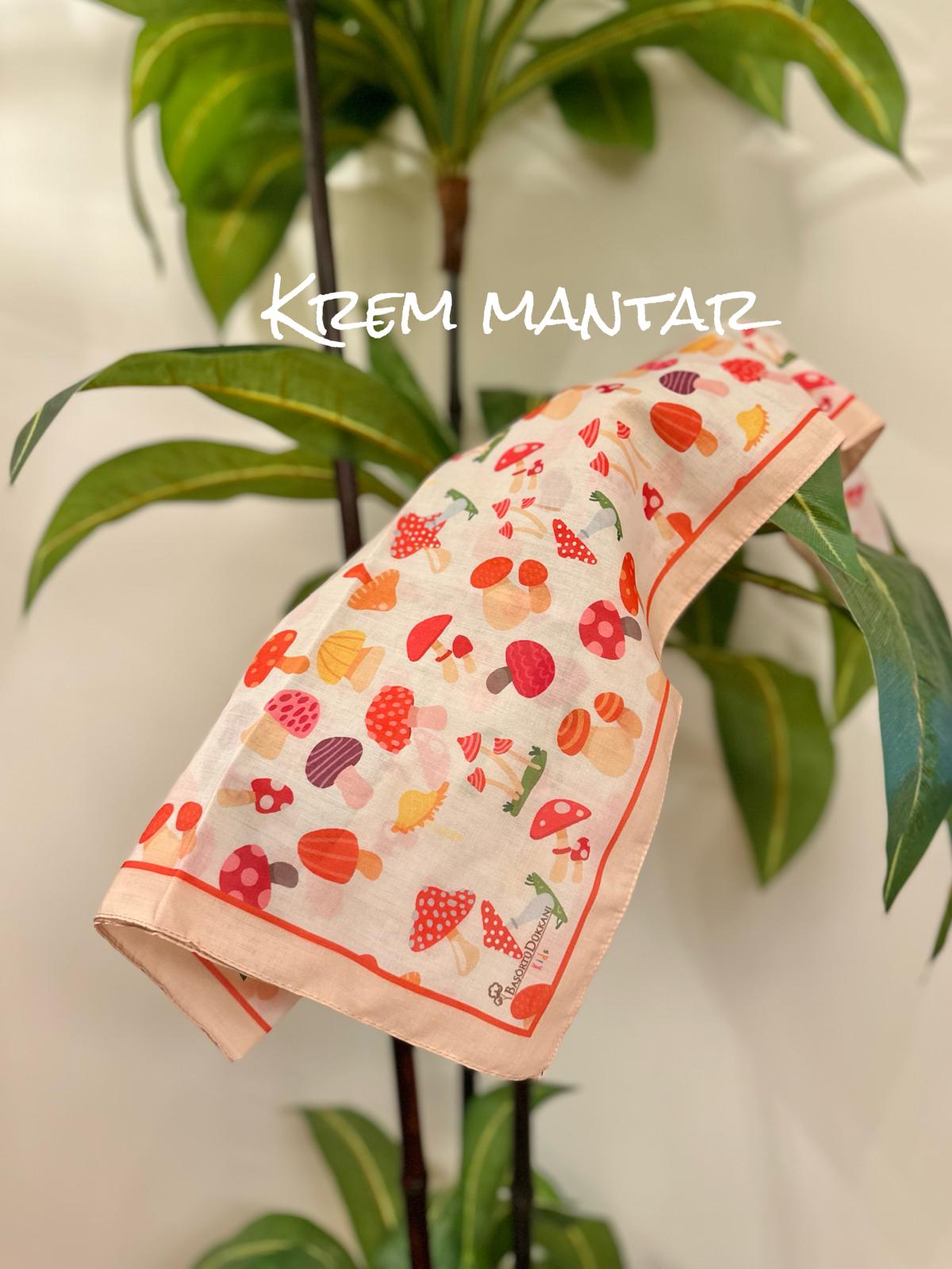 Kids Square Scarf - Cream Mushroom
