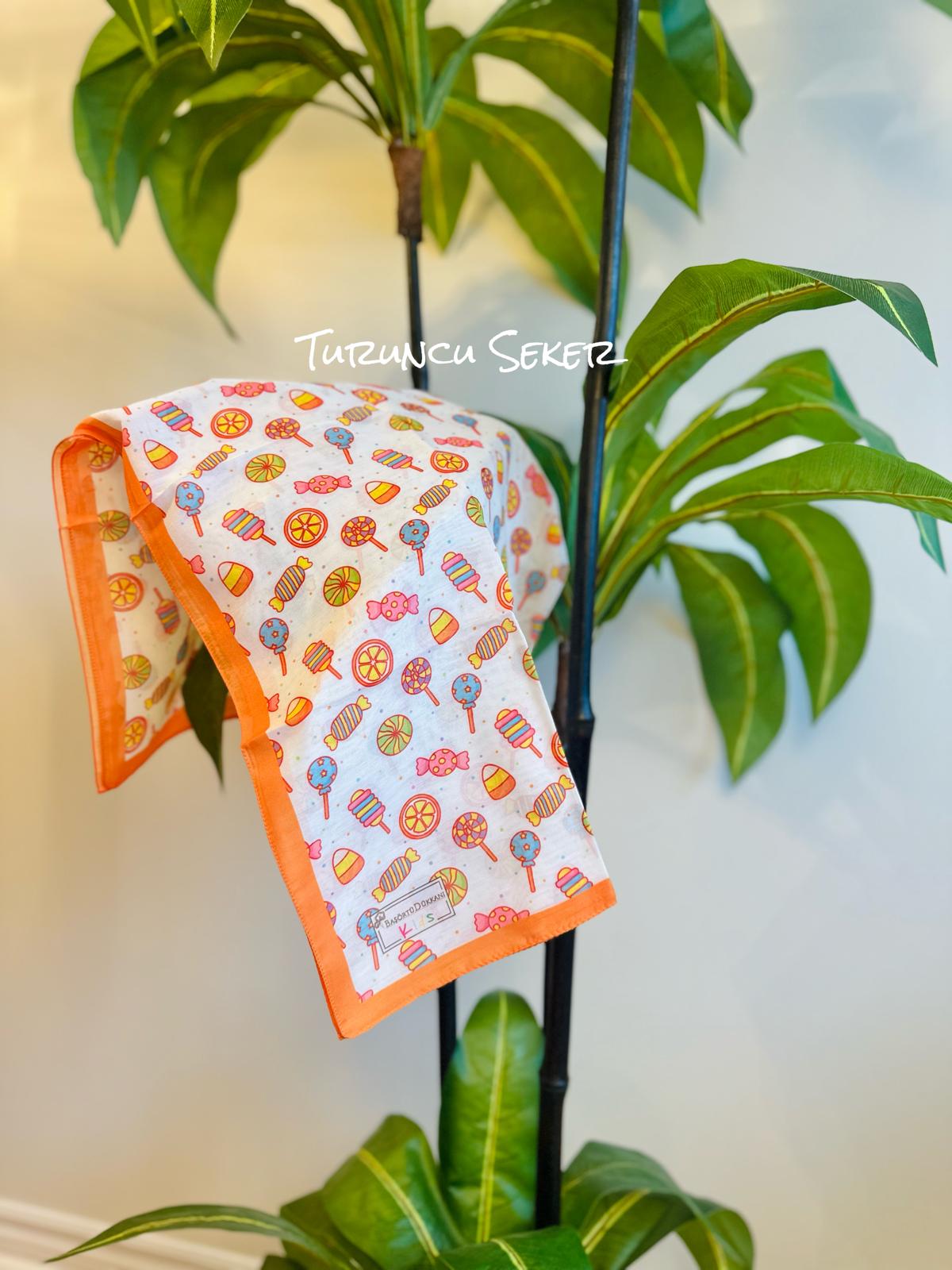 Kids Square Scarf - Orange Candy