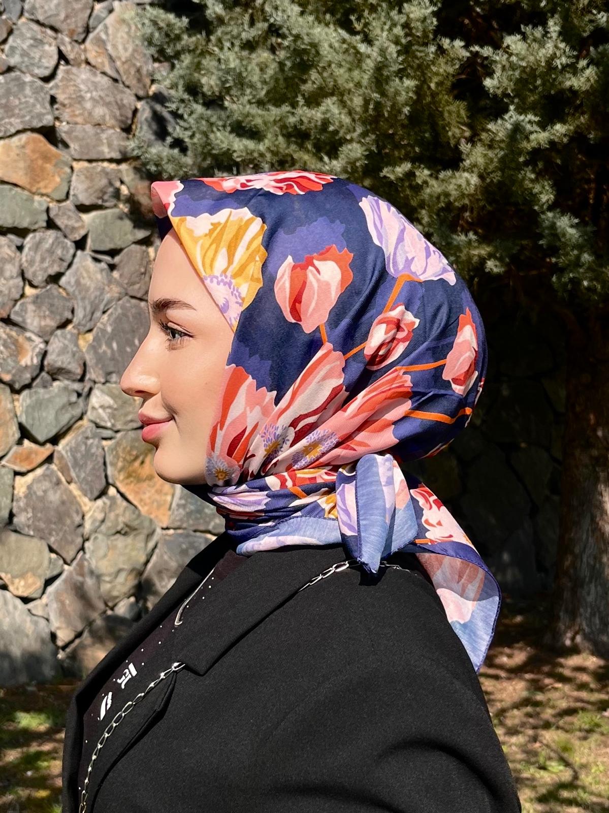 Nola Square Scarf - Navy Blue