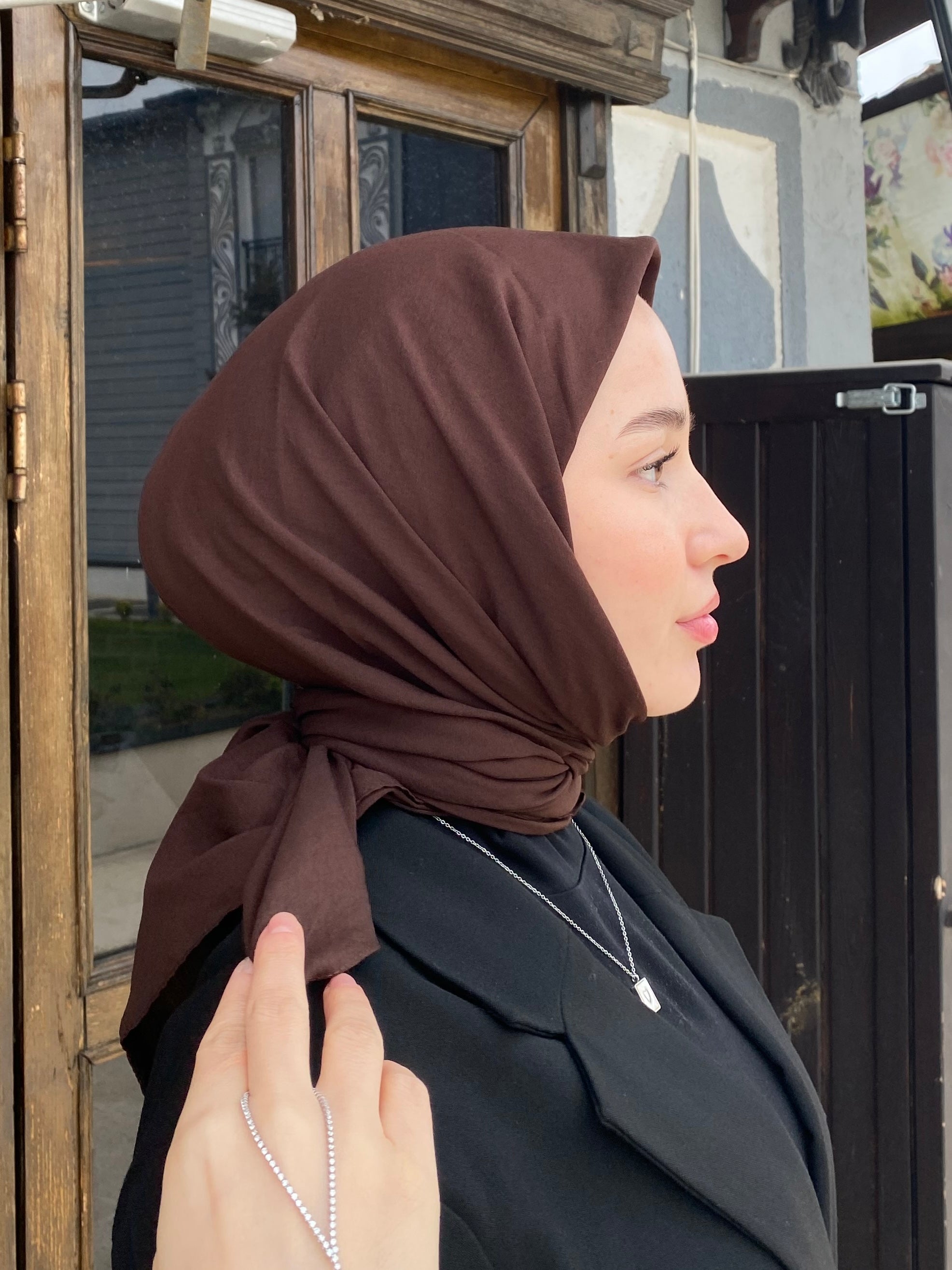 Viscose Voile Square Scarf - Bitter