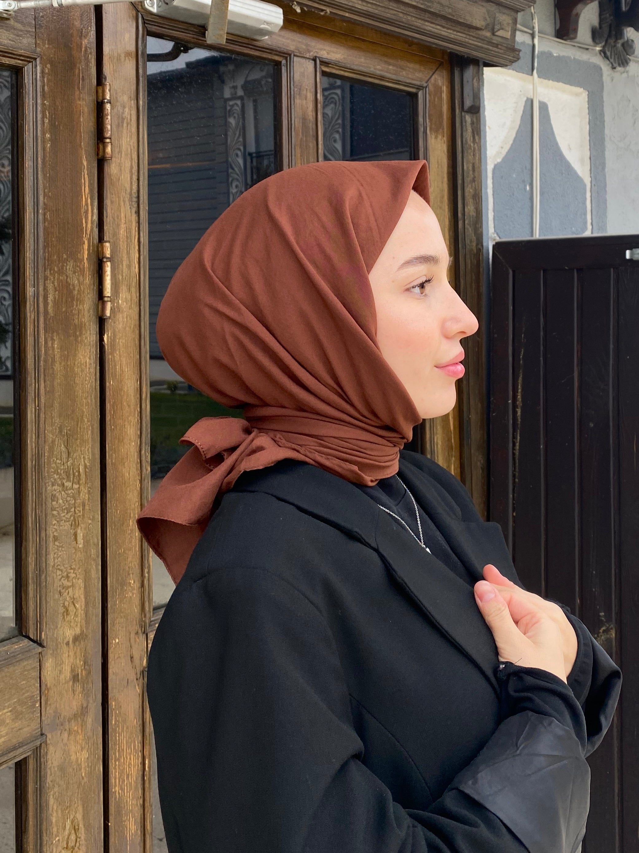 Viscose Voile Square Scarf - Chocolate