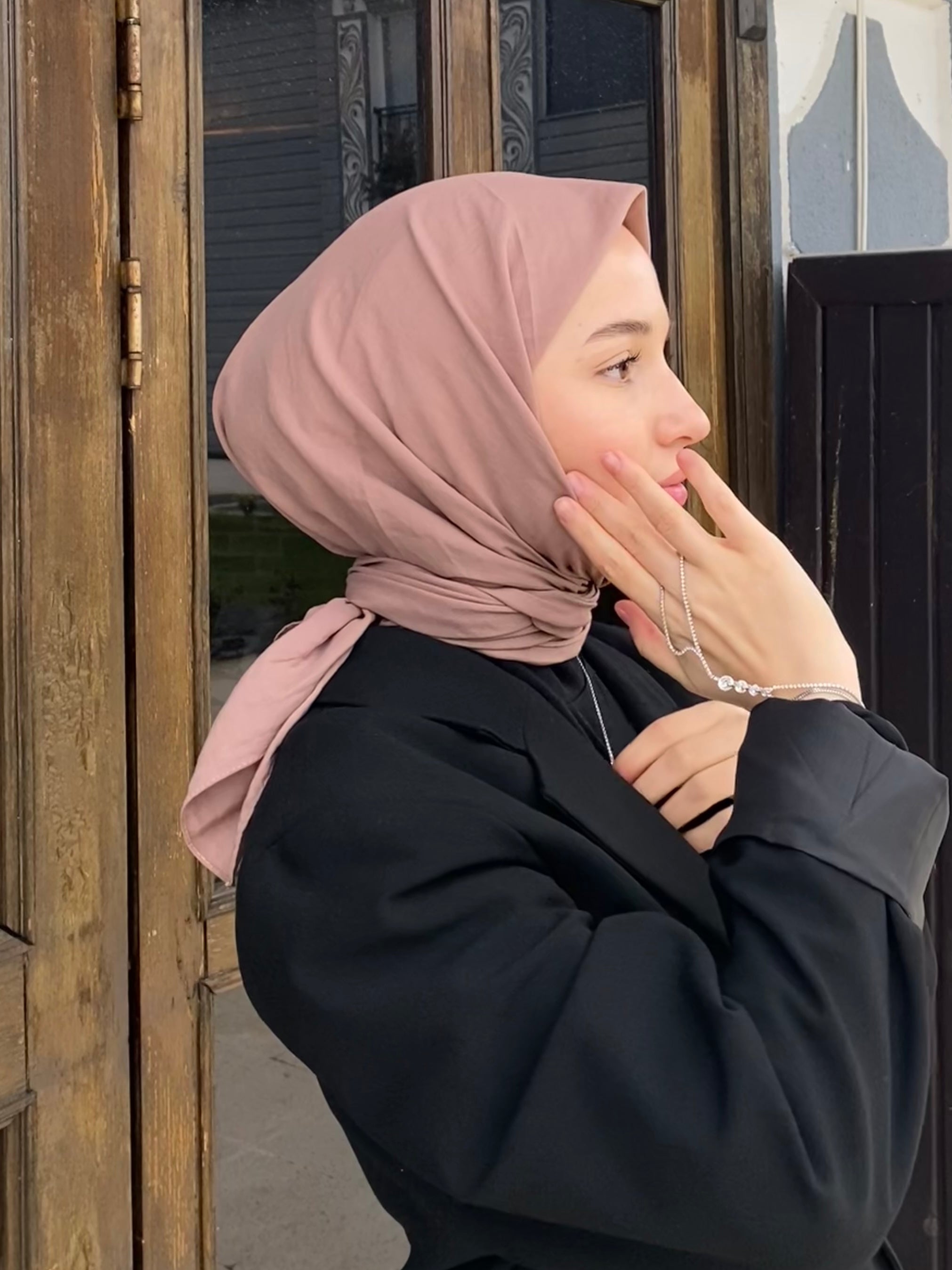 Viscose Voile Square Scarf - Rosy Brown
