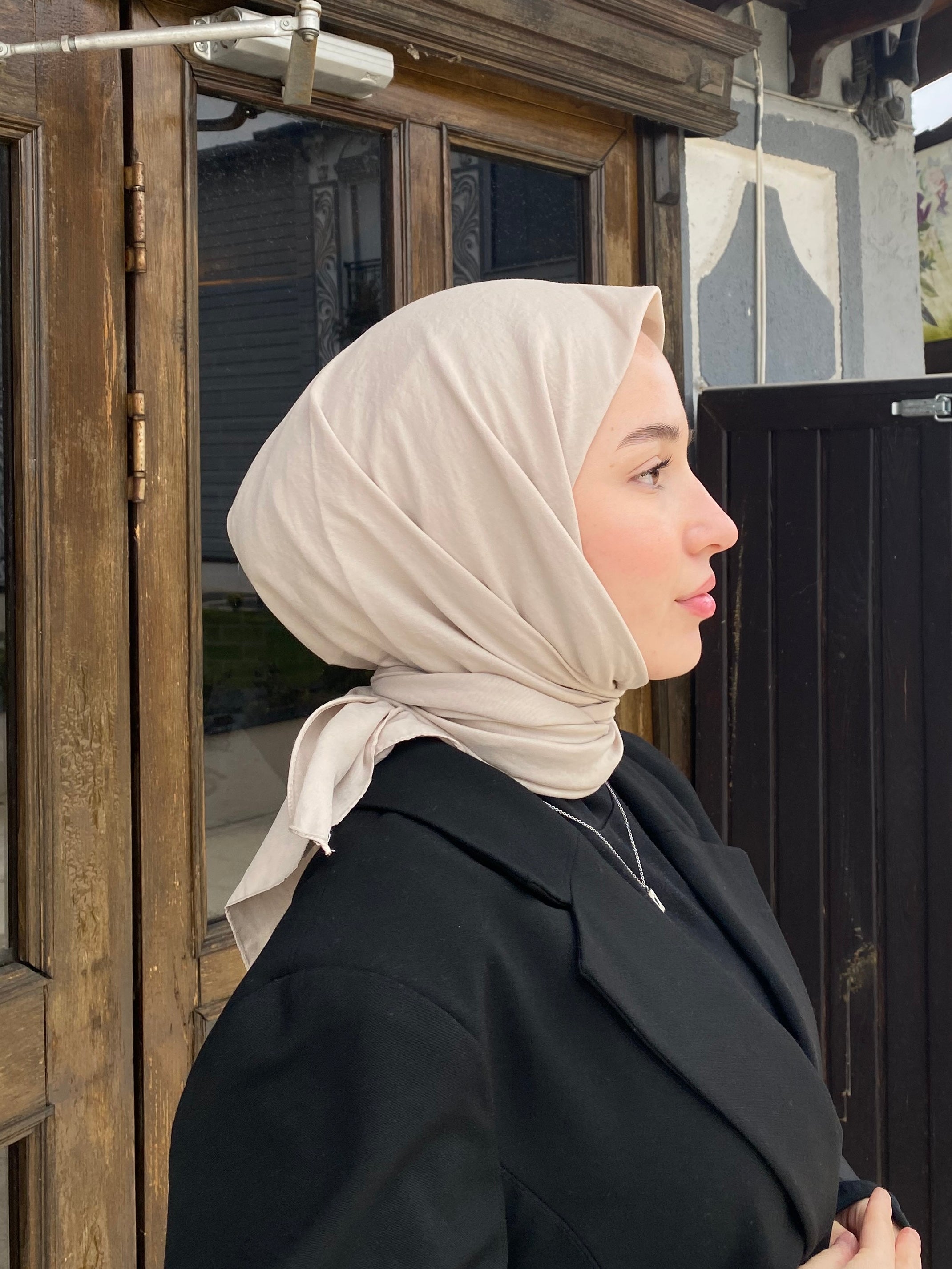 Viscose Voile Square Scarf - Stone