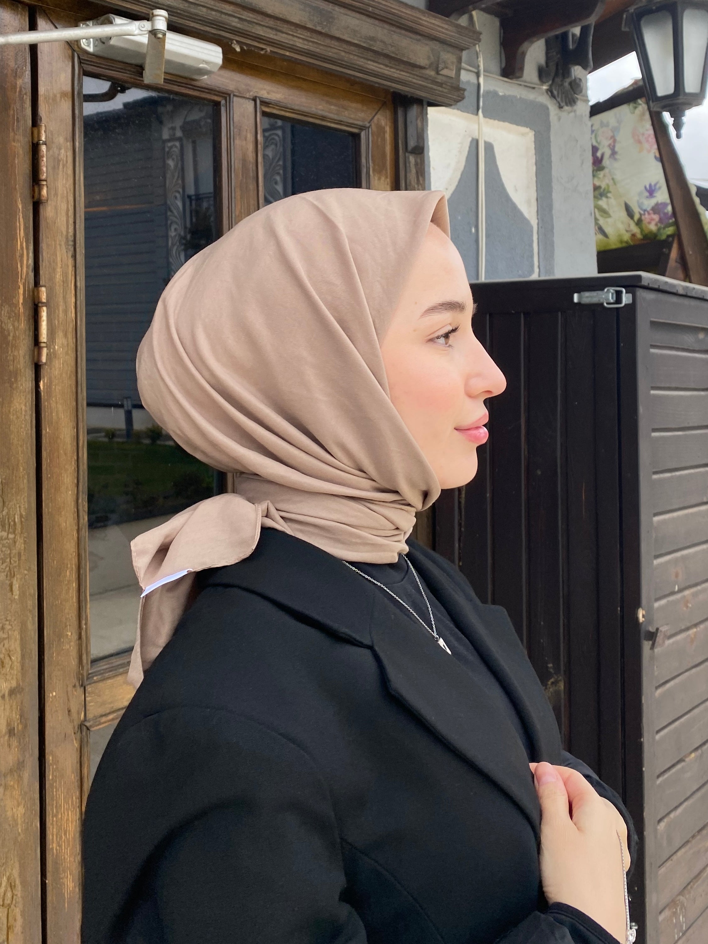 Viscose Voile Square Scarf - Taupe