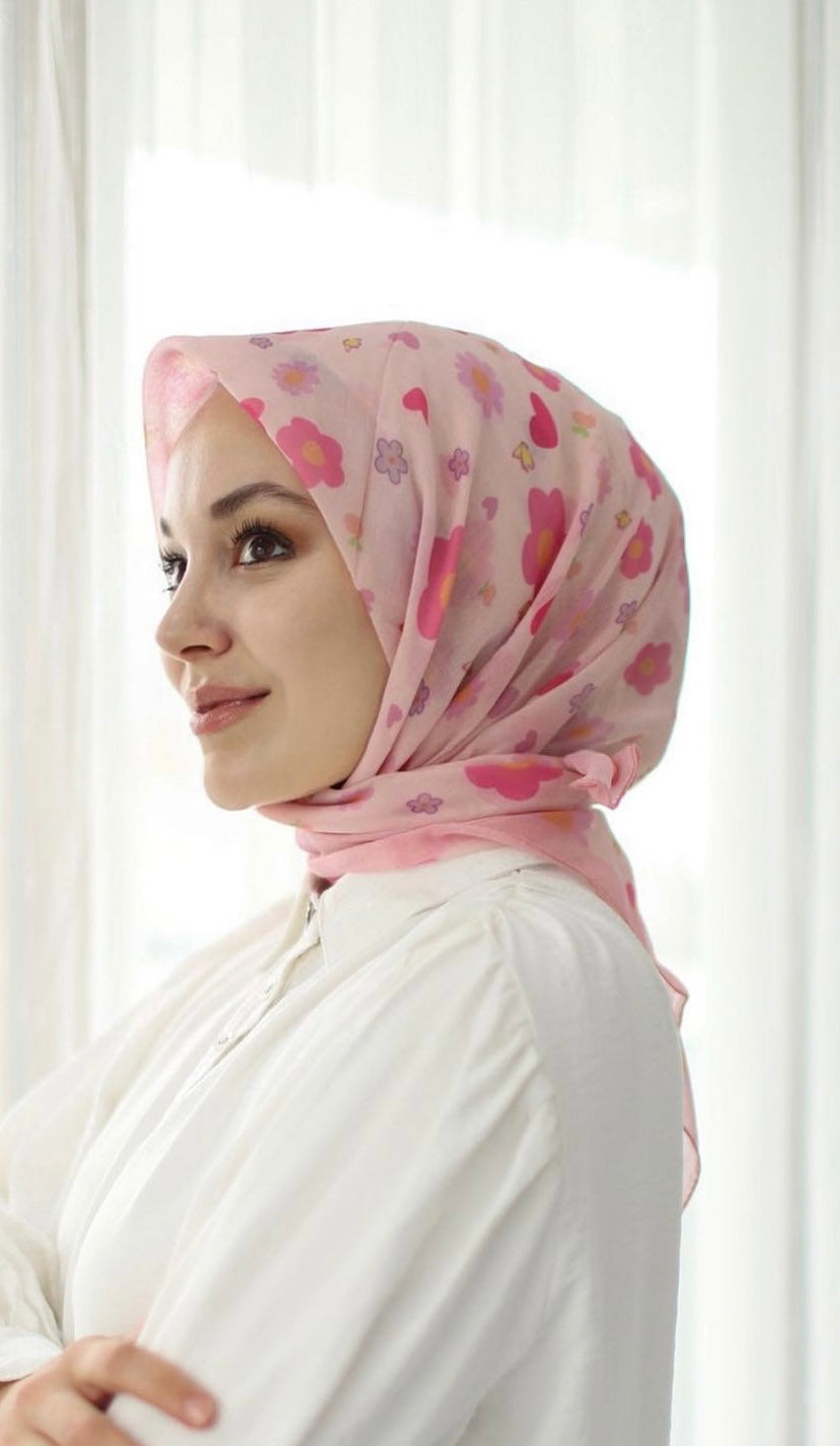 Mom Square Scarf - Pink Flower