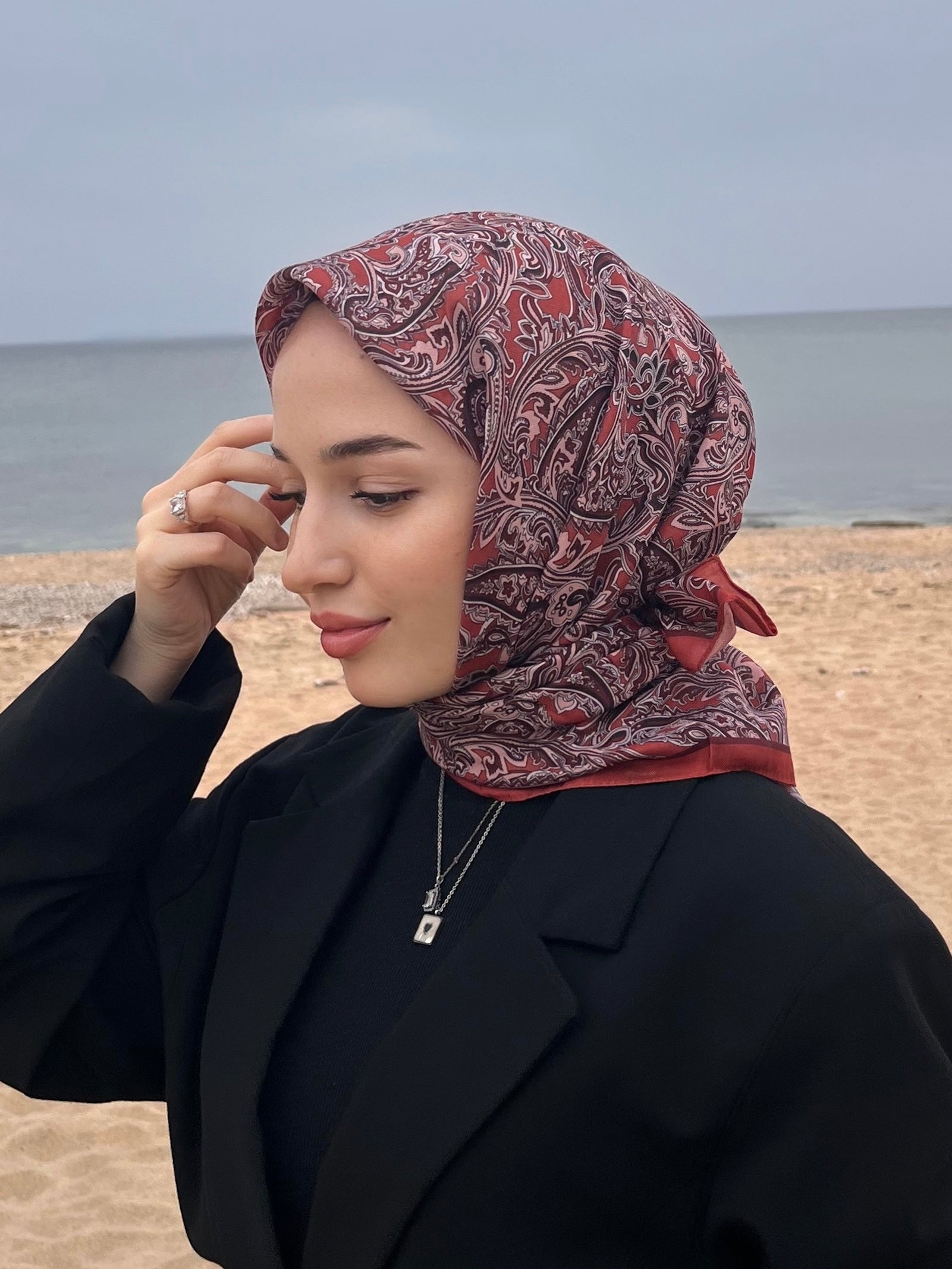 Firuze 2 Square Scarf - Terracotta
