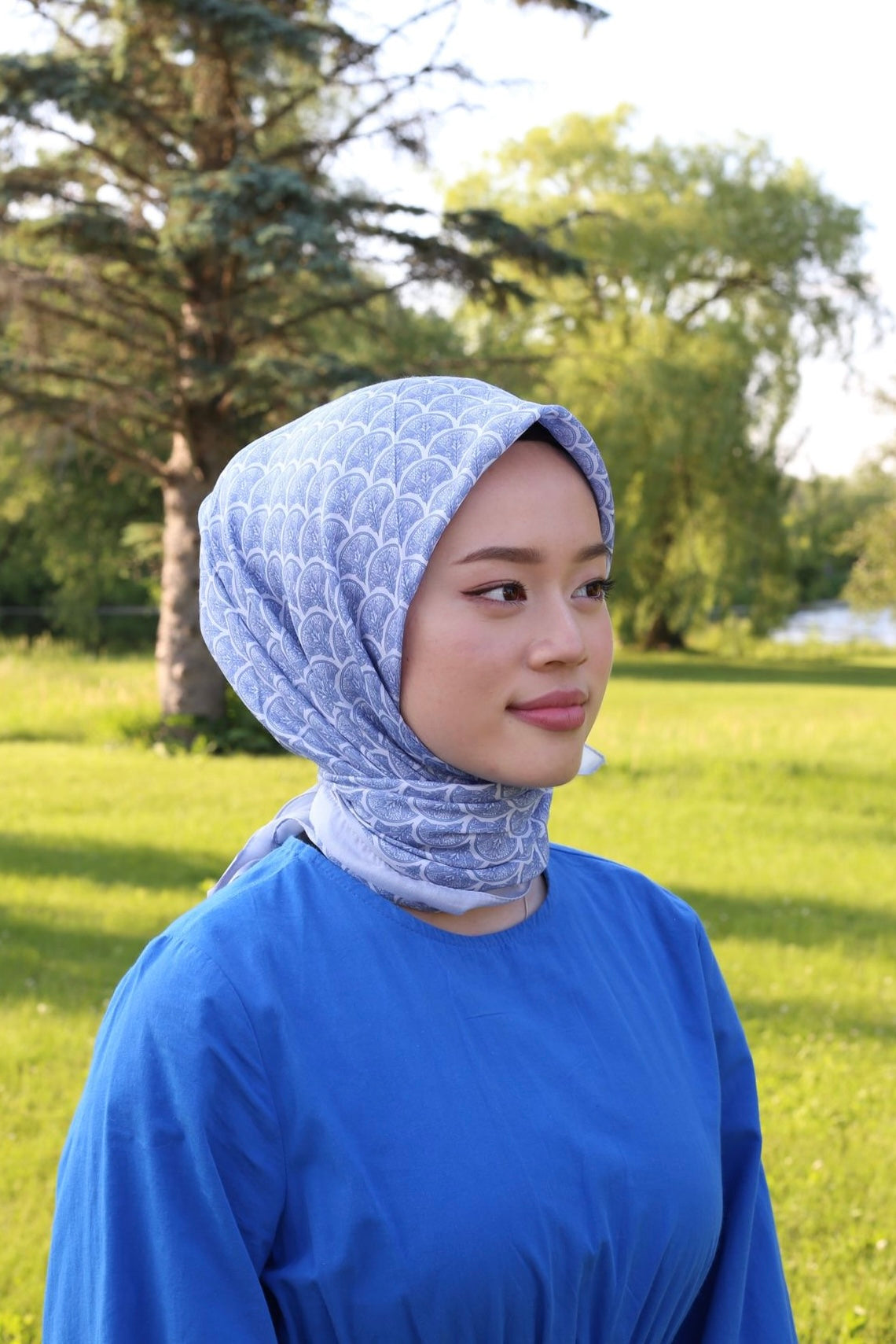 Minimal Square Scarf - Blue Sky