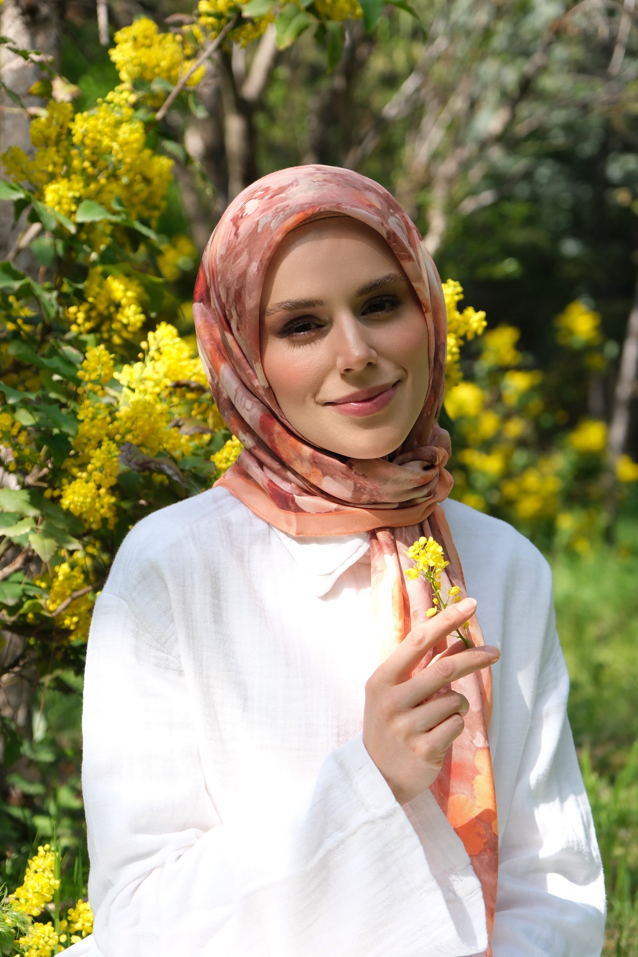 Rose Blend Square Scarf - Melon
