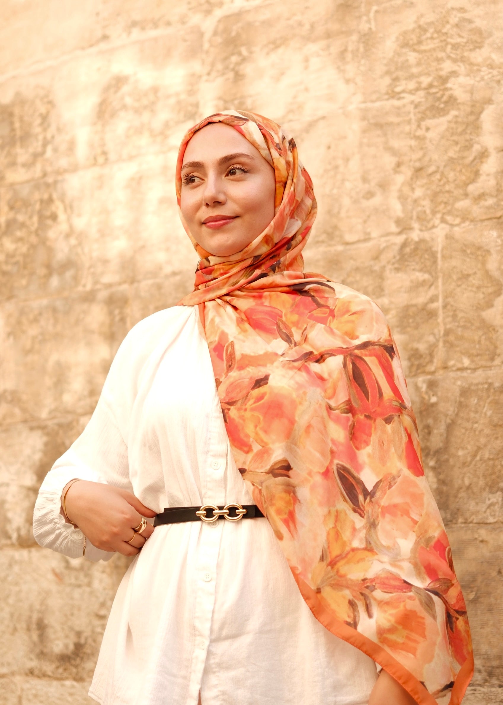 Floral Brush Hijab - Fall
