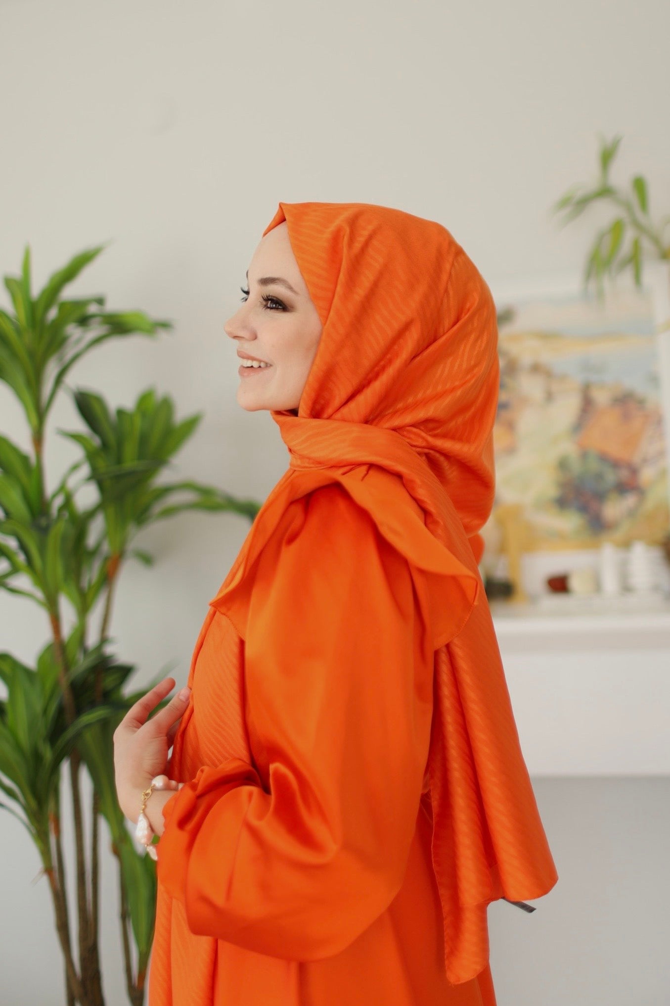 Jacquard Hijab - Orange