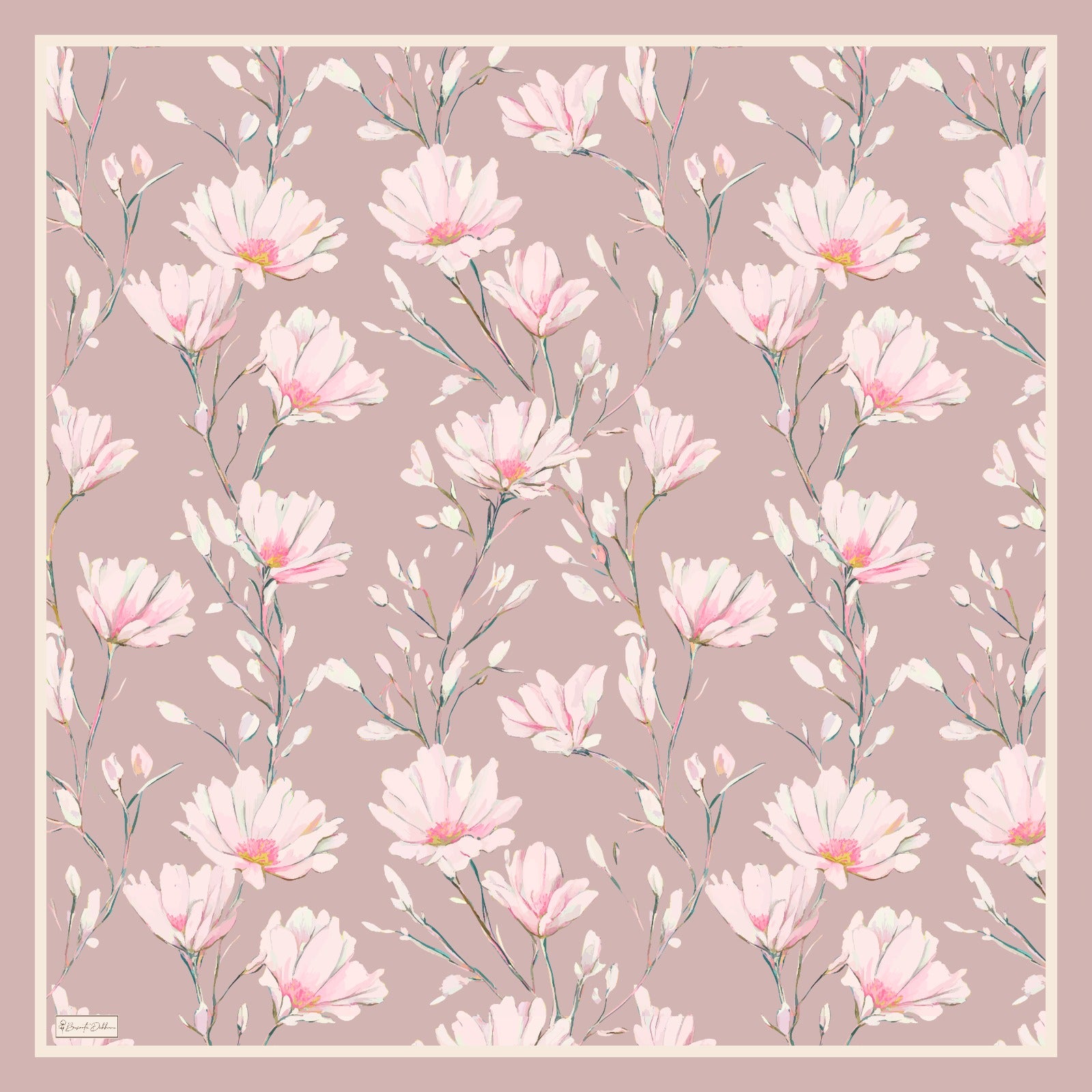 Silk Garden Square Scarf - Vintage Rose