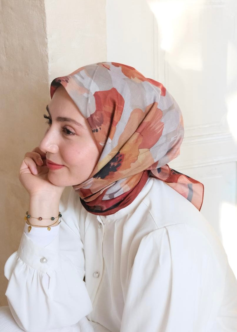 Maribel Square Scarf - Terracotta