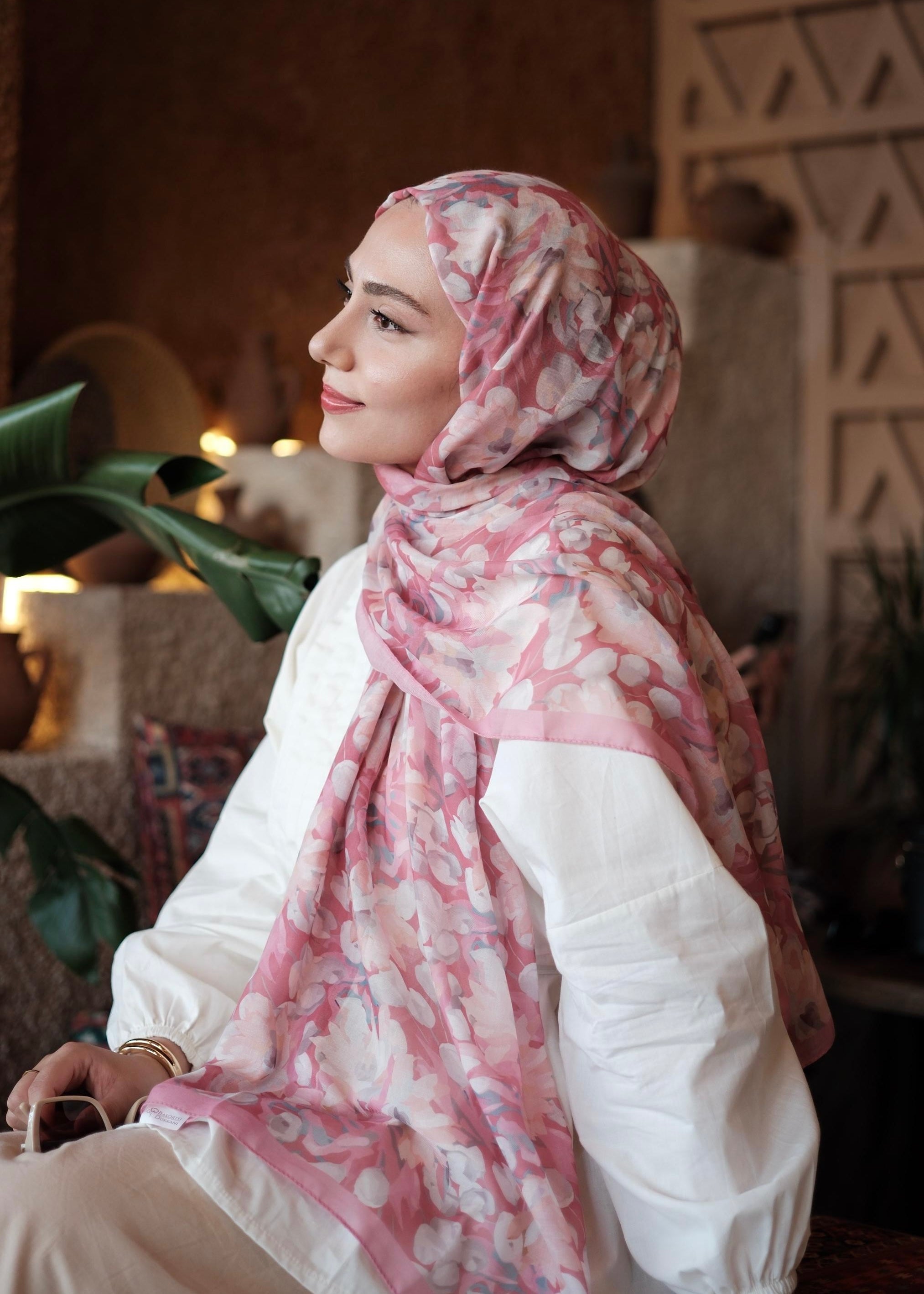 Garden Design Hijab - Dried Rose