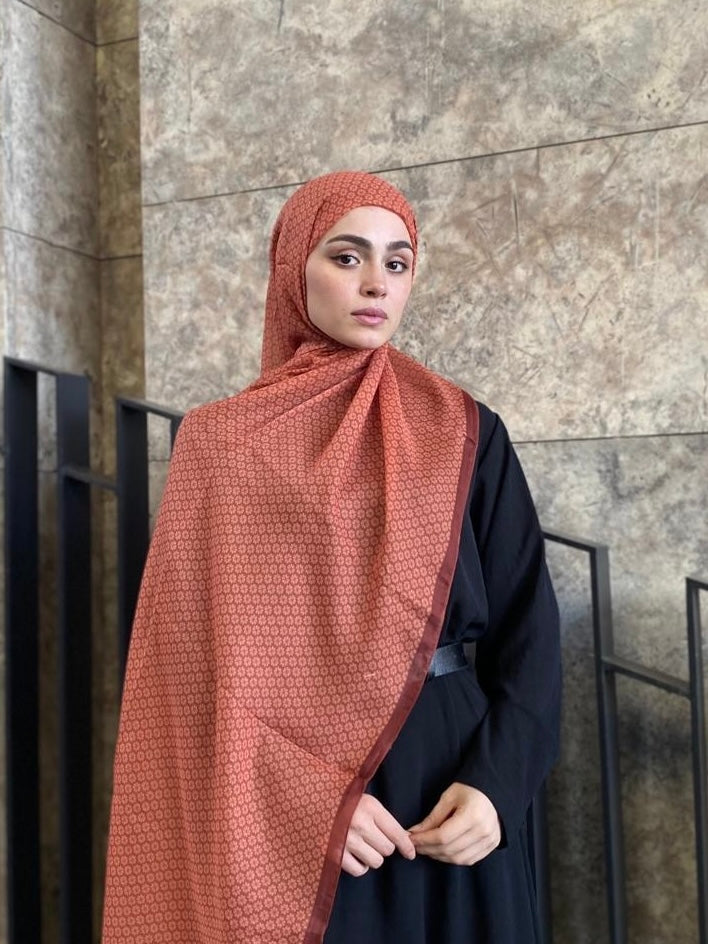 Clover Pattern Hijab - Terracotta