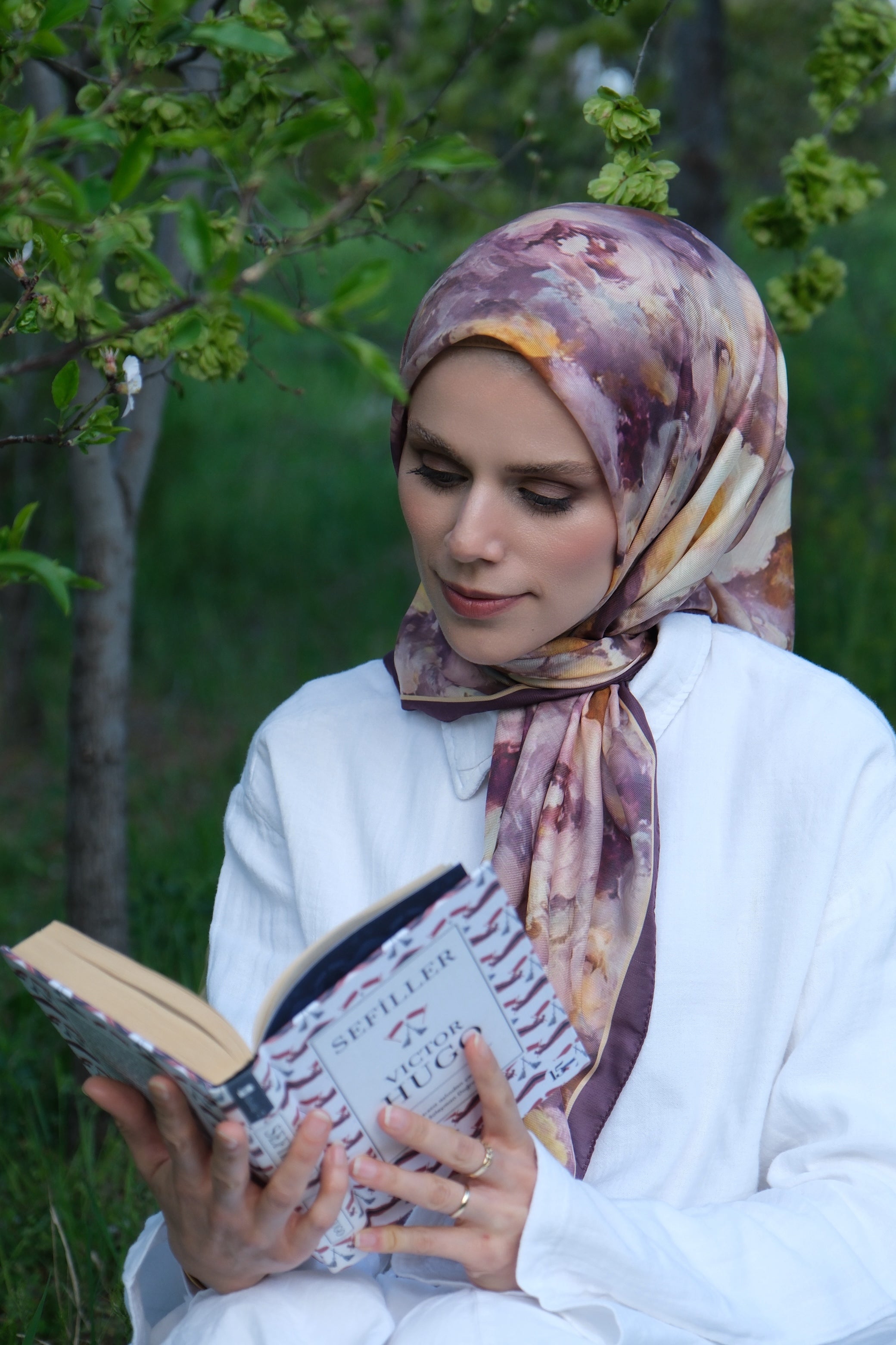 Rose Blend Square Scarf - Plum Yellow