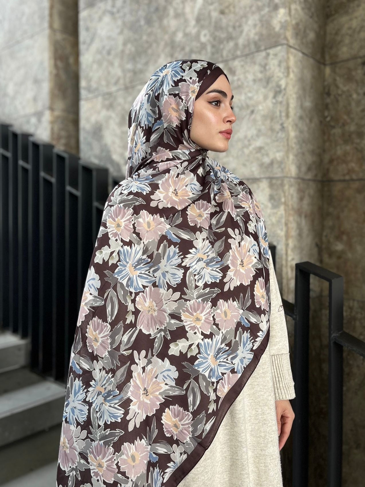 Matilda Pattern Hijab - Black Coffee