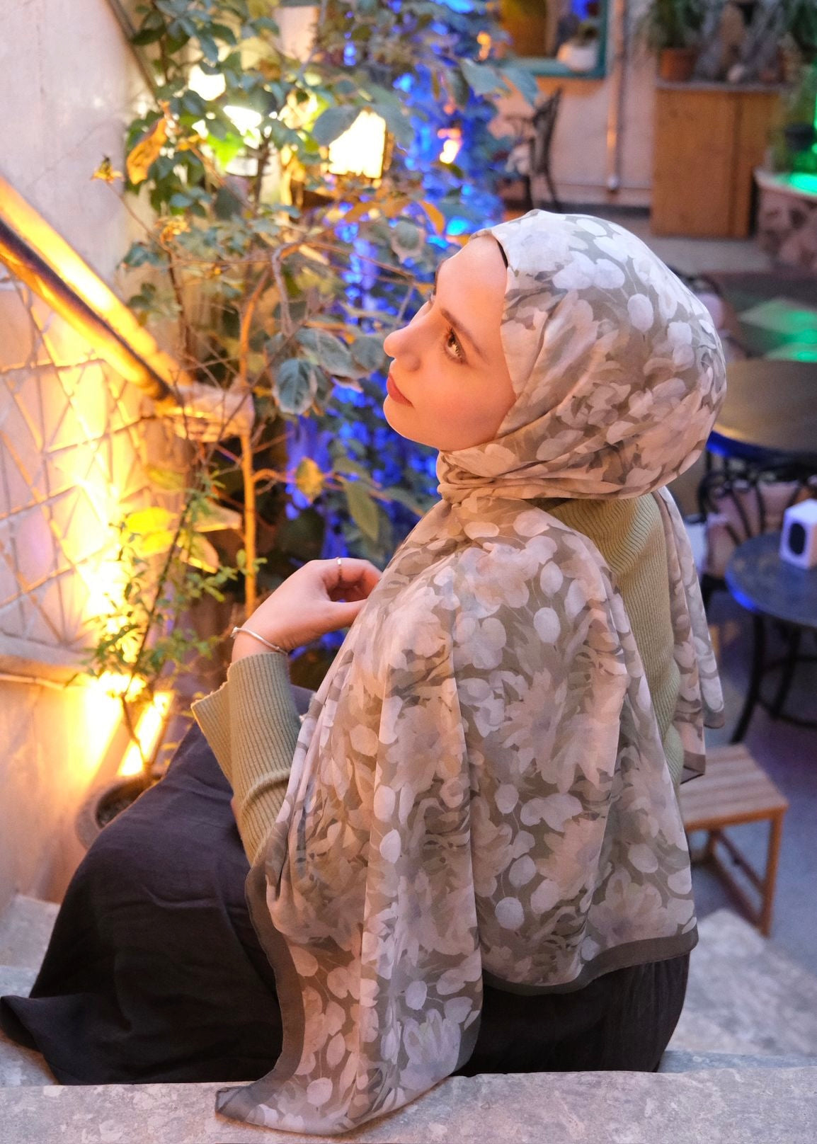 Garden Design Hijab - Green