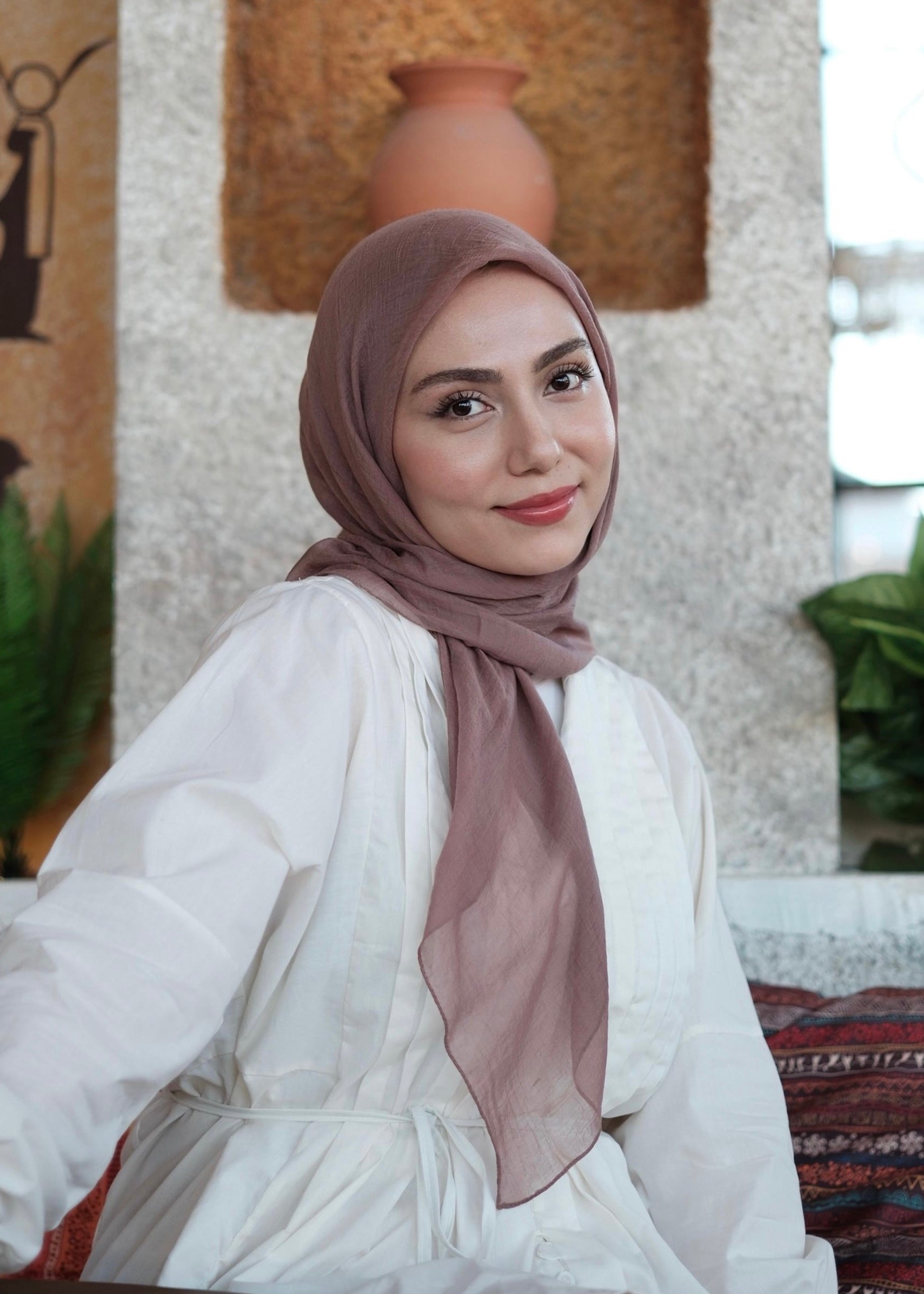 Relax Square Scarf - Lilac Brown