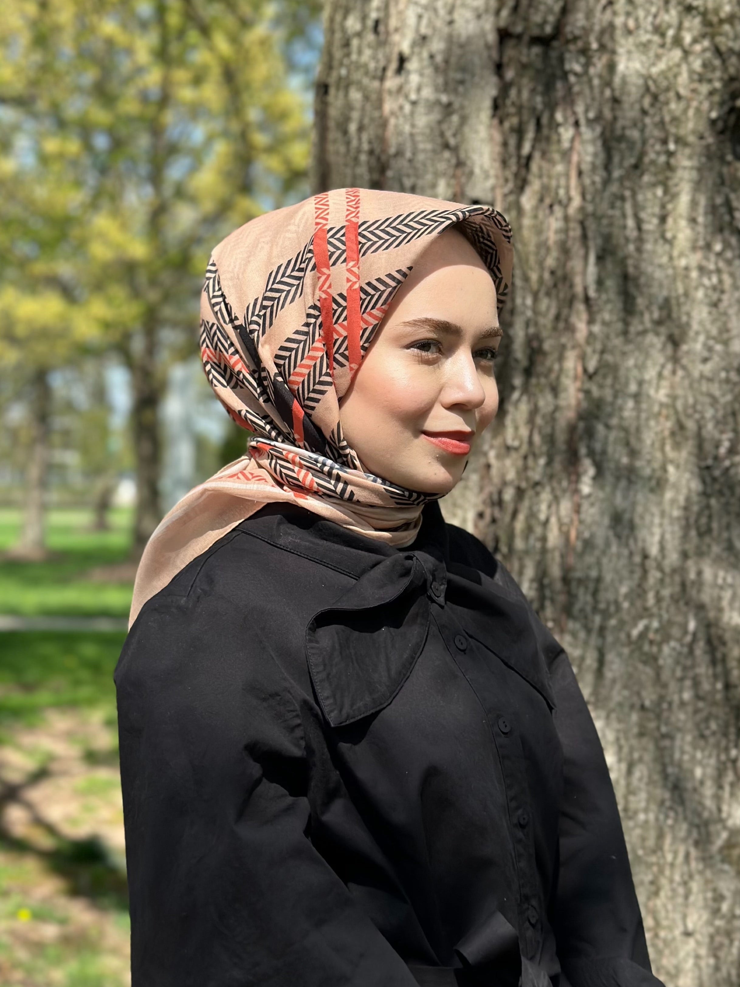 Plaid Square Scarf - Camel