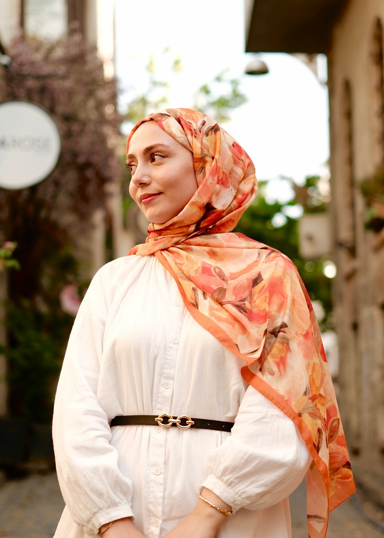 Floral Brush Hijab - Fall