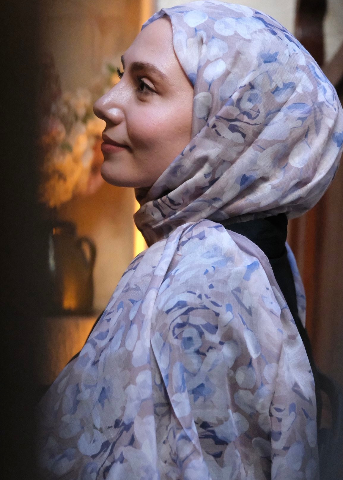 Garden Design Hijab - Warm Gray