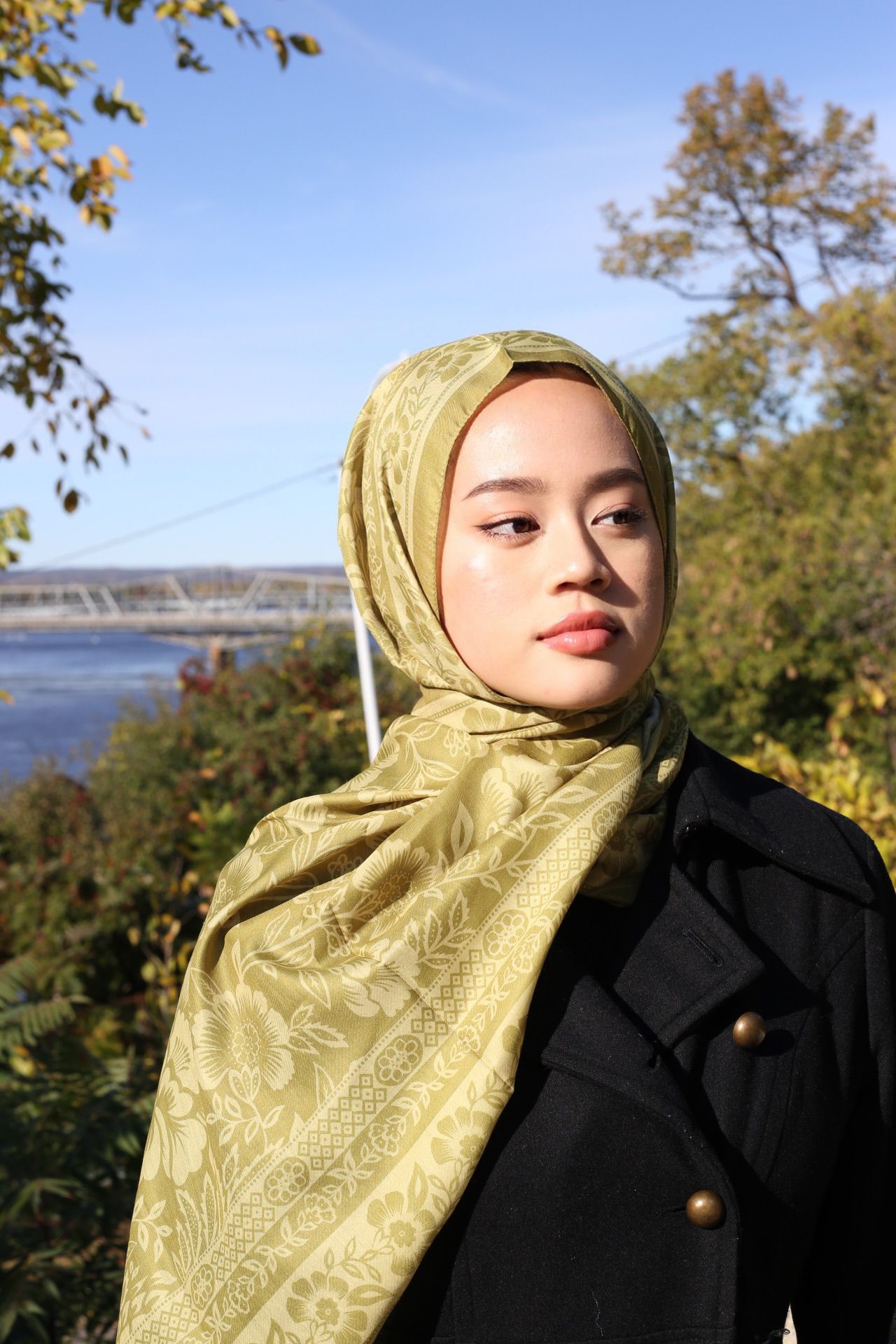 Retro Hijab - Gold Green