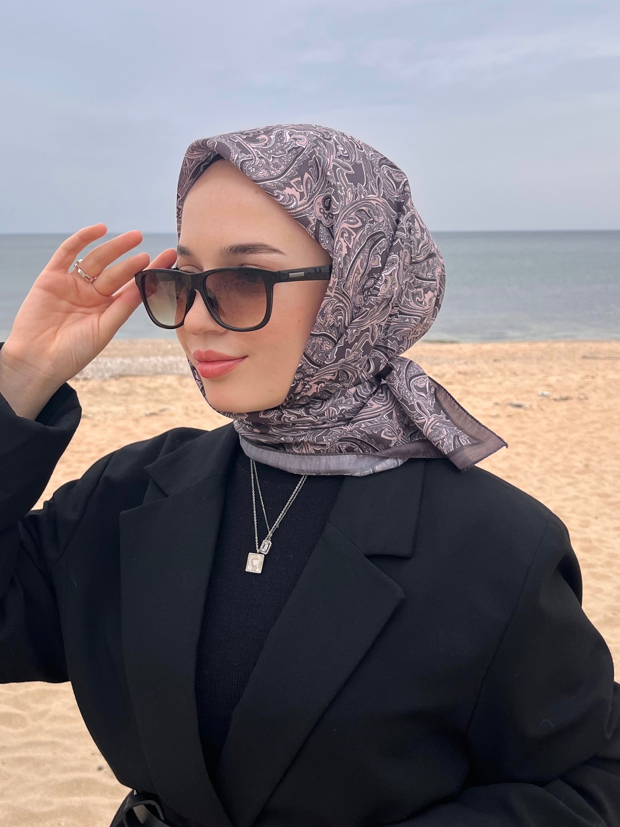 Firuze 2 Square Scarf - Smoke