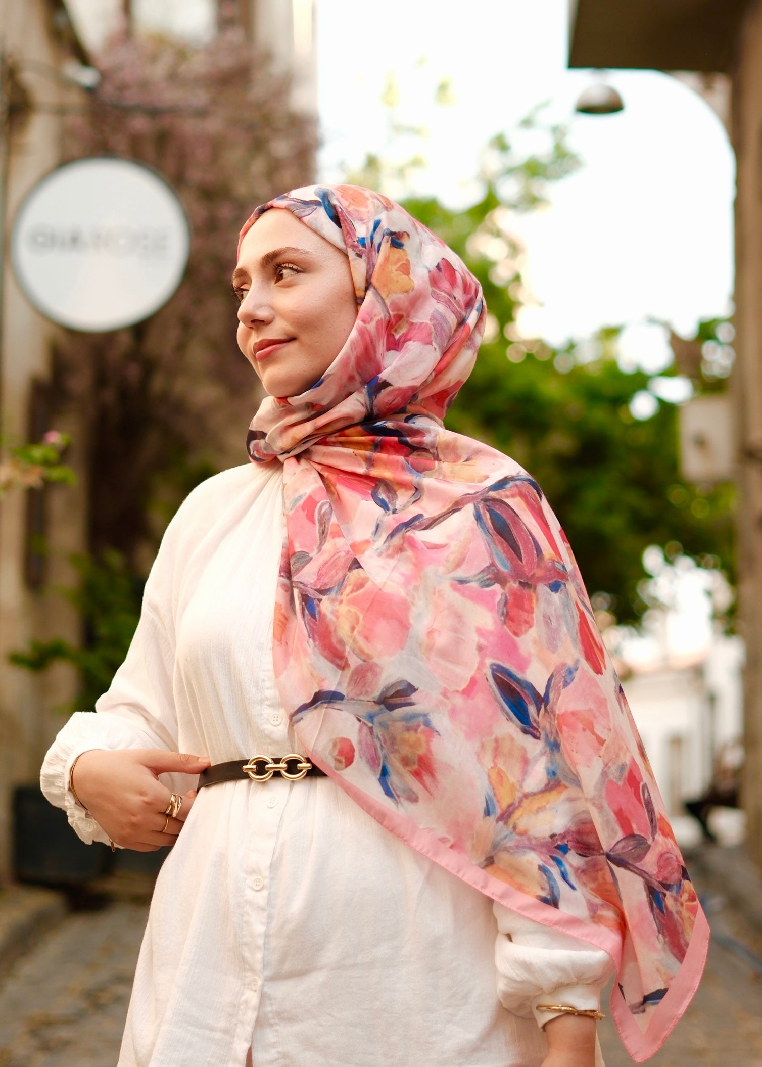 Floral Brush Hijab - Cotton Candy