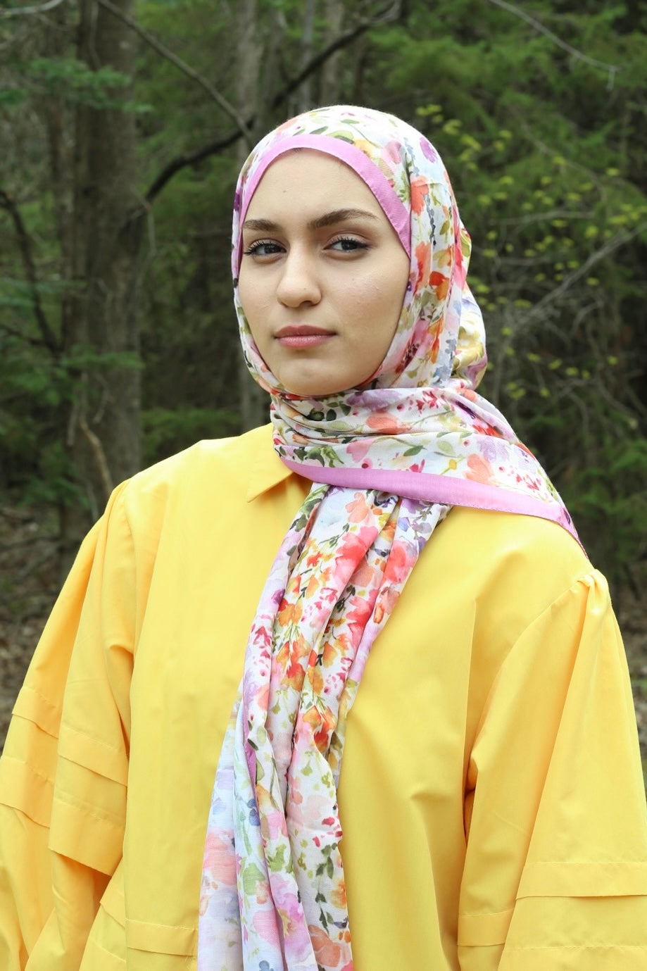Watercolor Floral Hijab - Pink