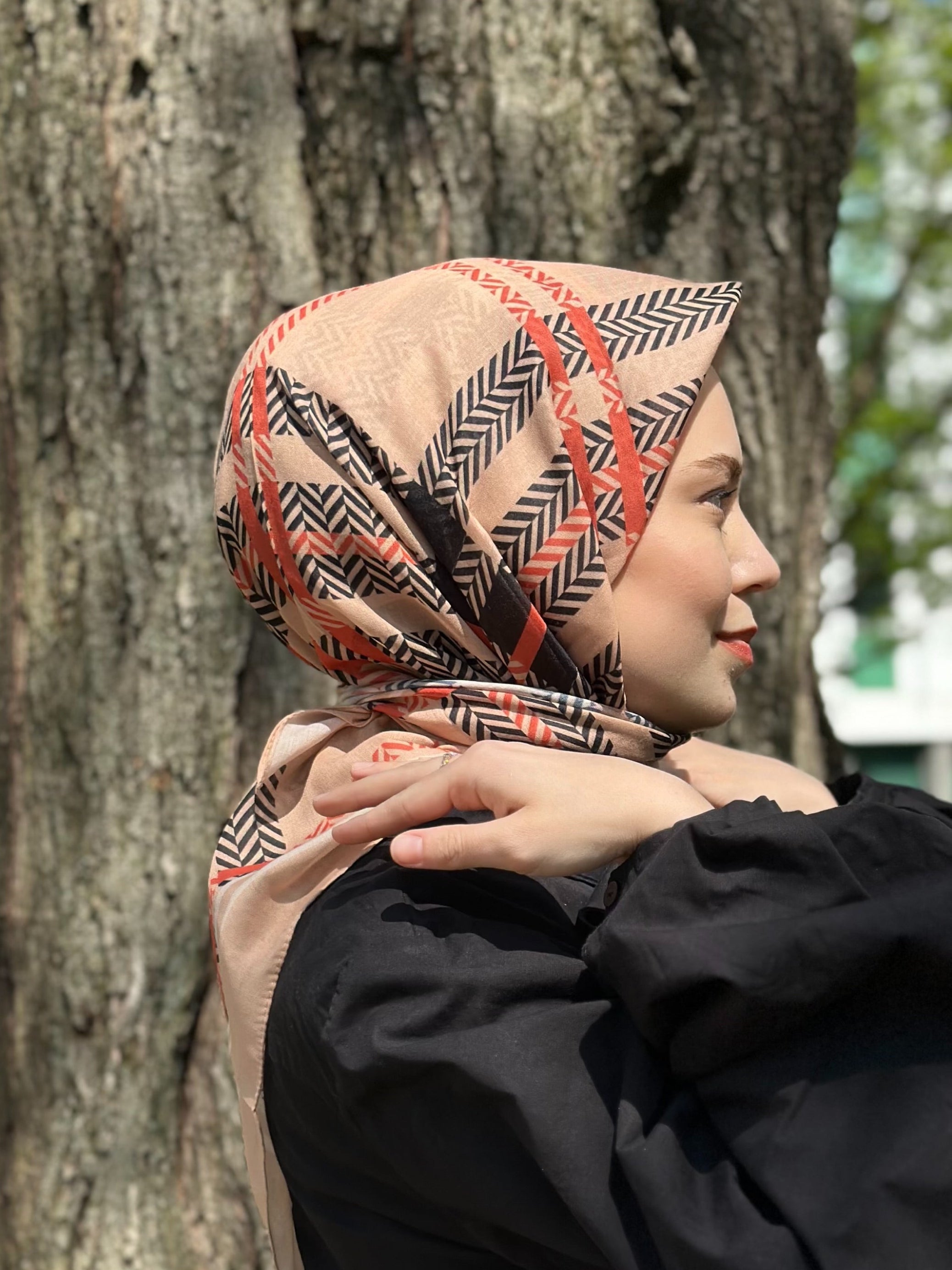 Plaid Square Scarf - Camel