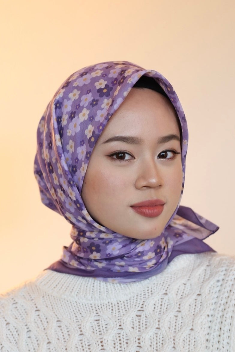 Mom Square Scarf - Lilac Wildflowers