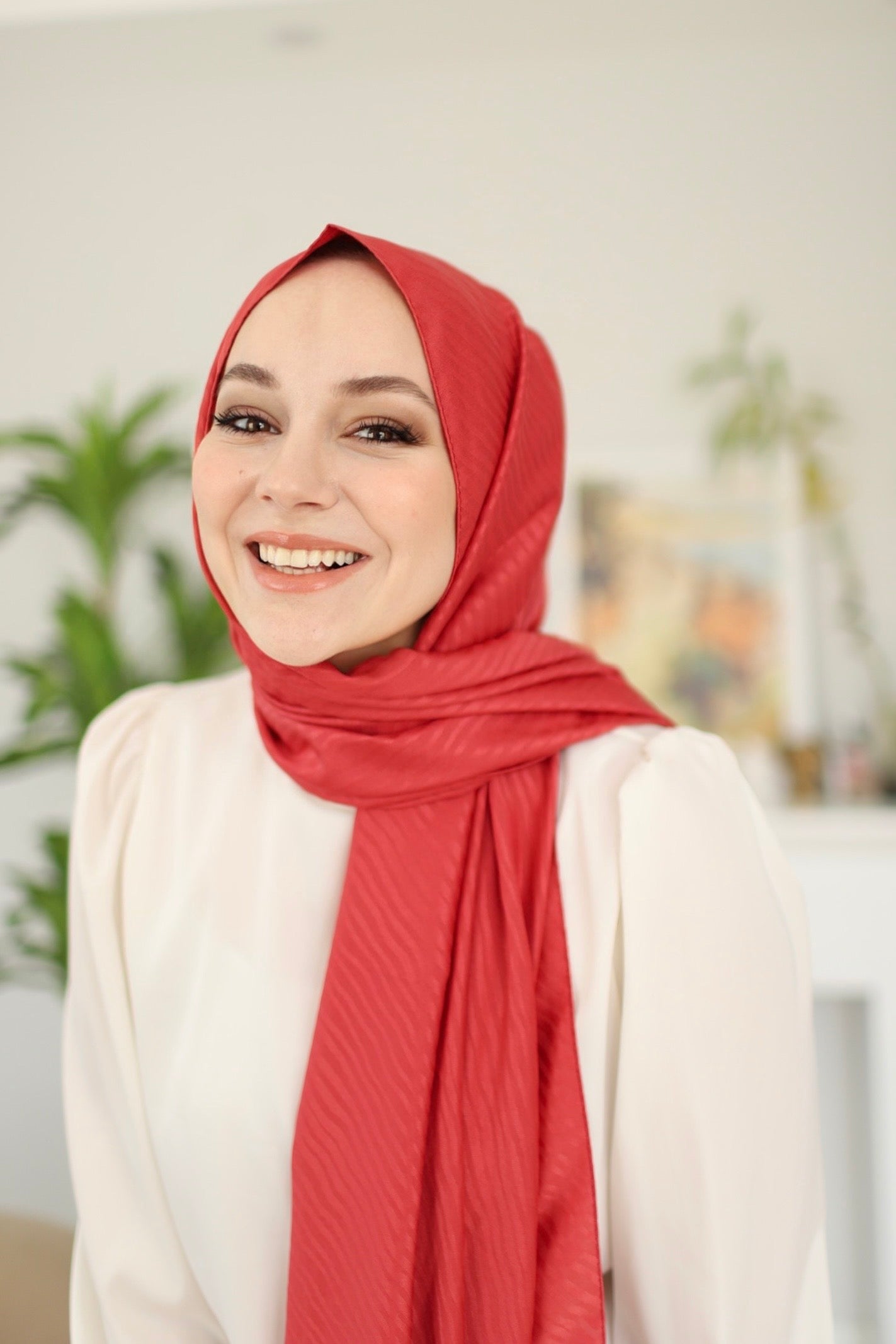 Jacquard Hijab - Red
