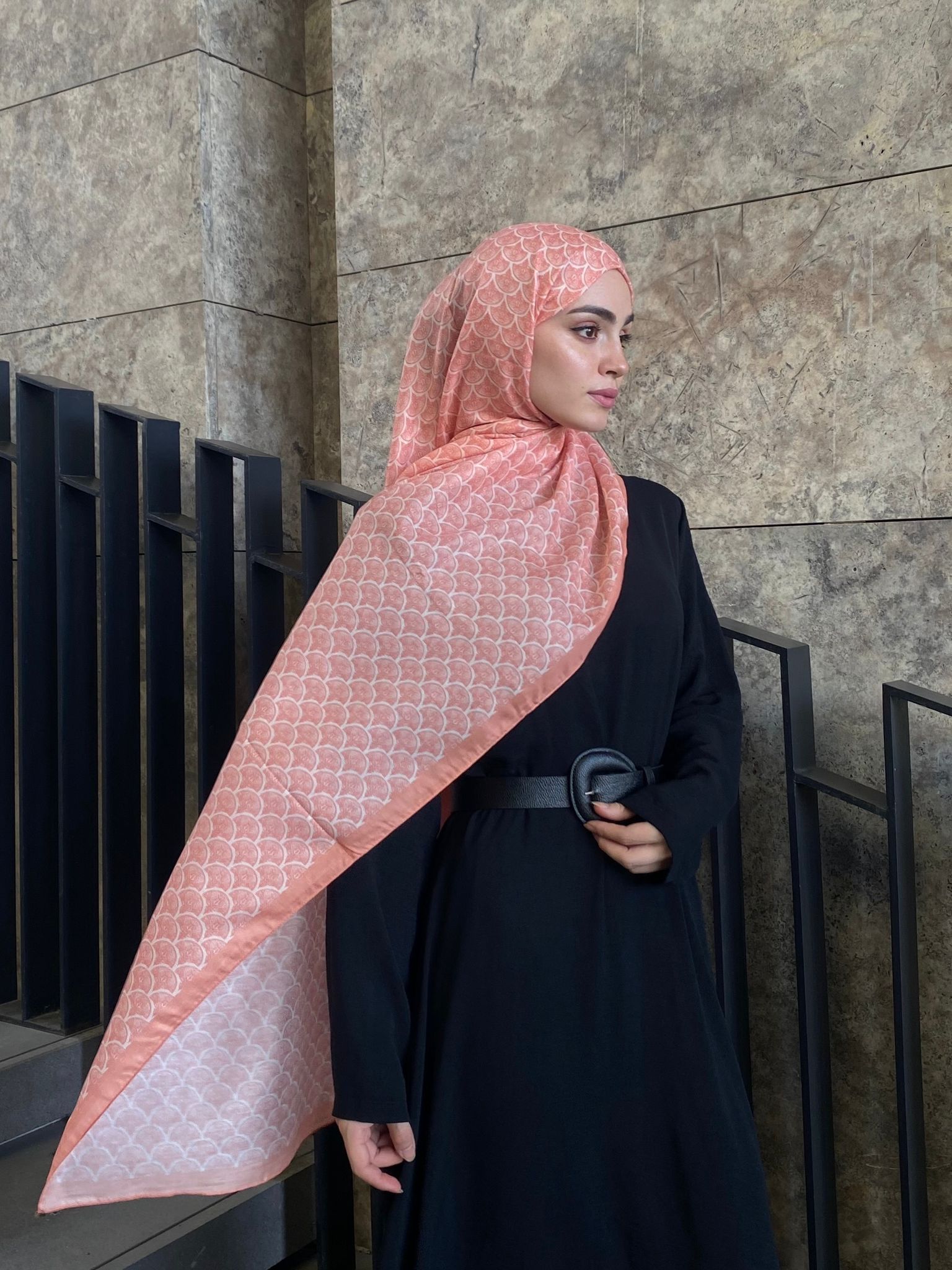 Minimal Pattern Hijab - Cantaloupe