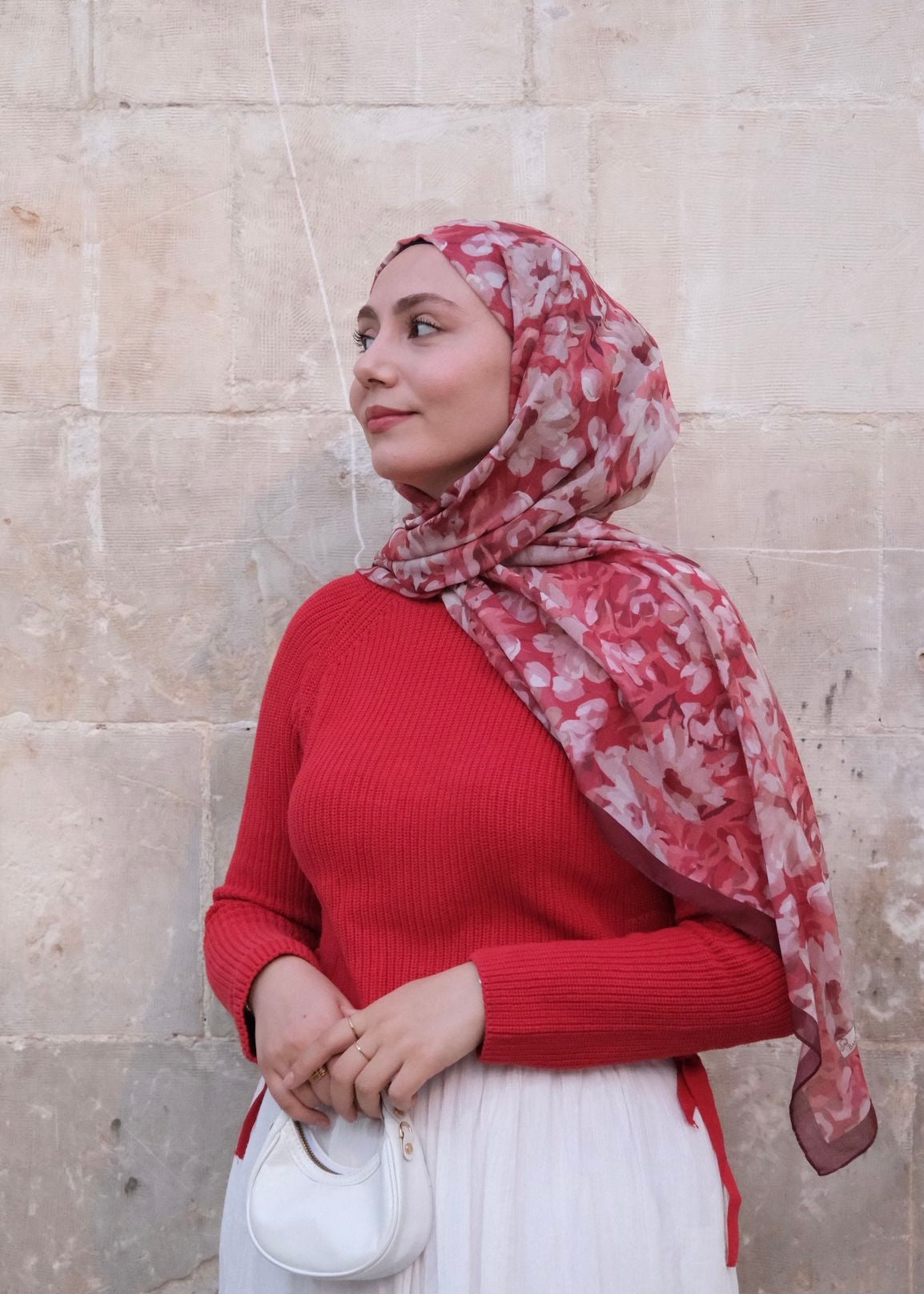 Garden Design Hijab - Burgundy