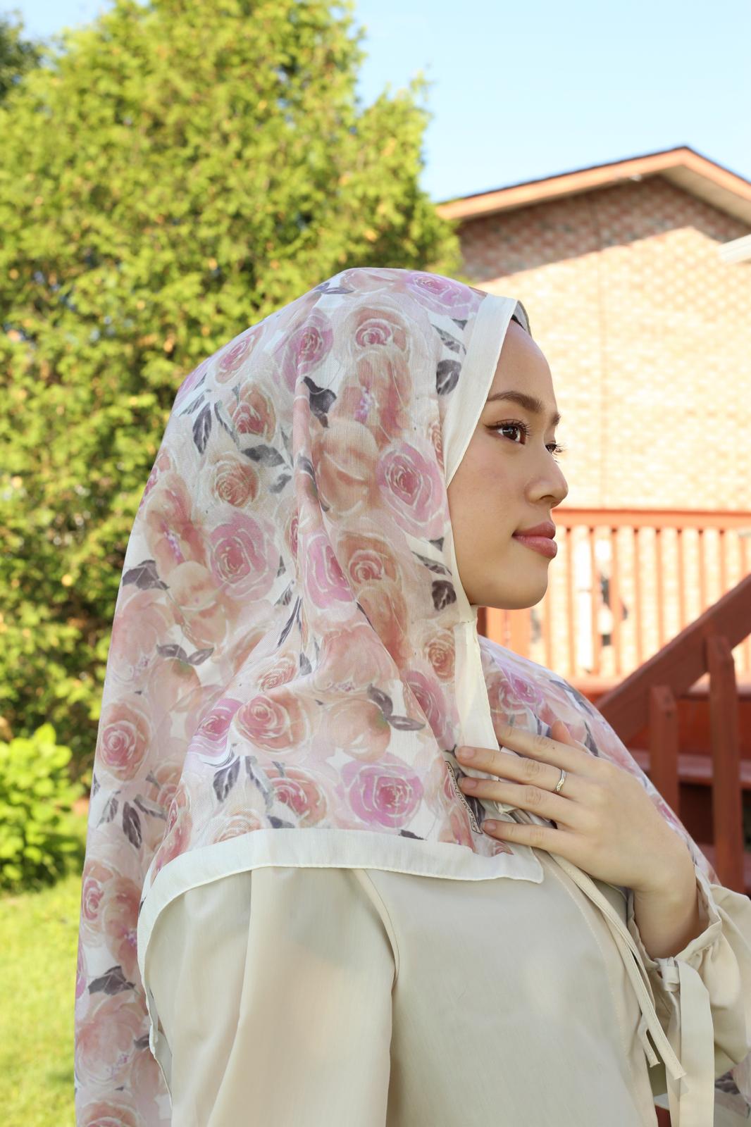 Rose Square Scarf - Pearl Pink
