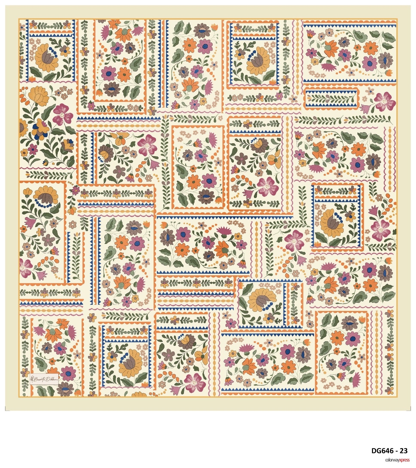 Spring Mosaic Square Scarf - Soft Yellow