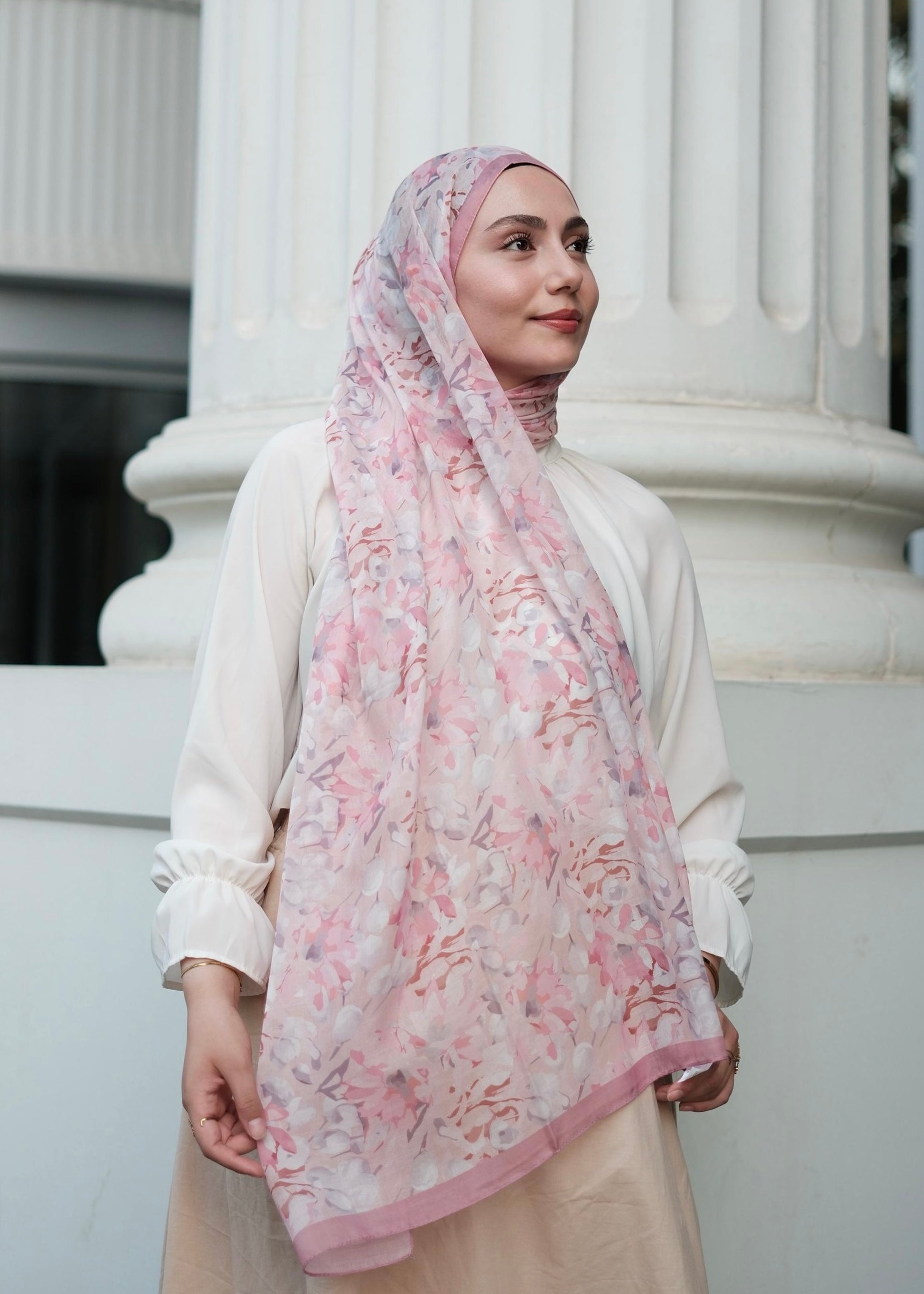 Garden Design Hijab - Powder Pink