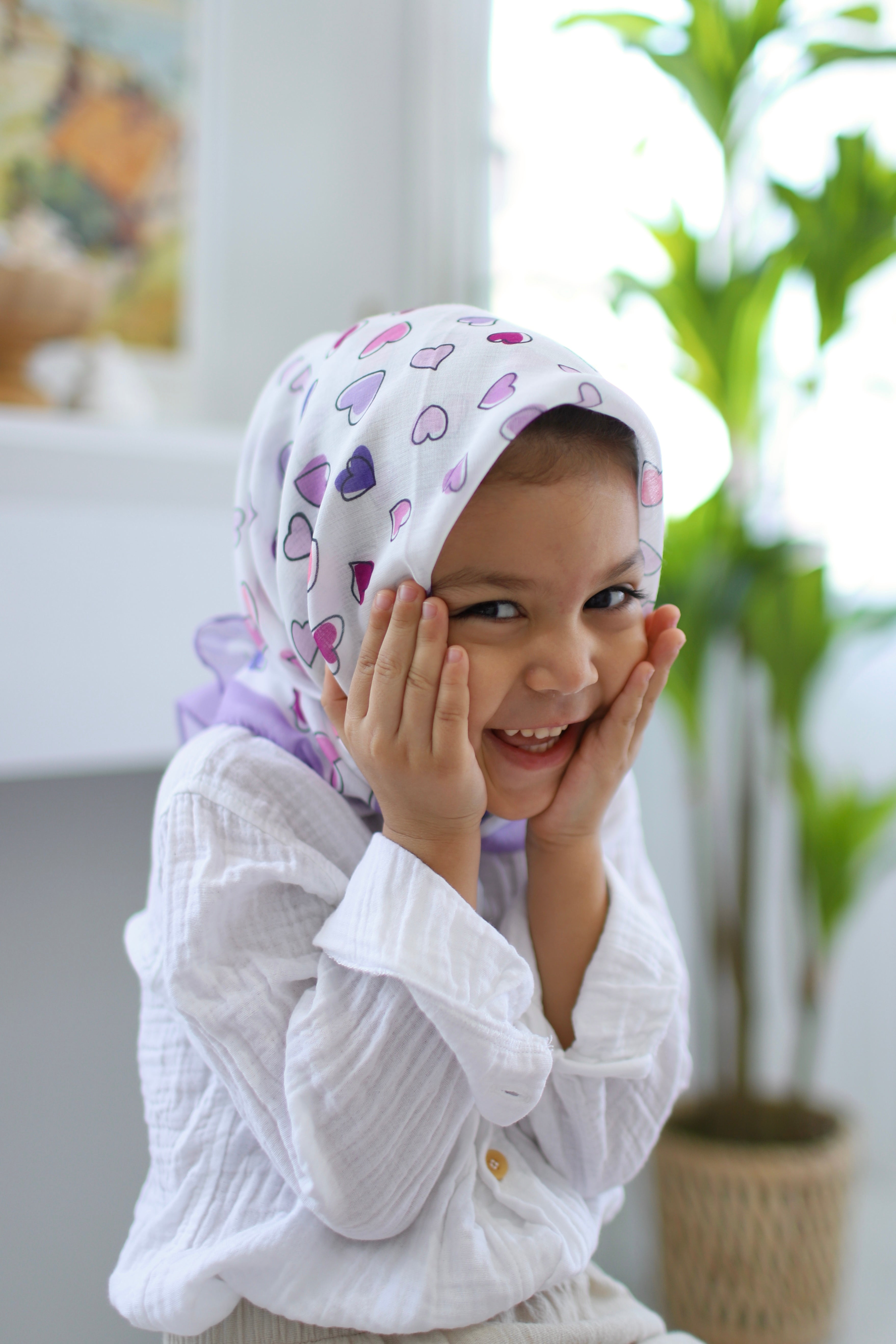 Kids Square Scarf - Purple Heart